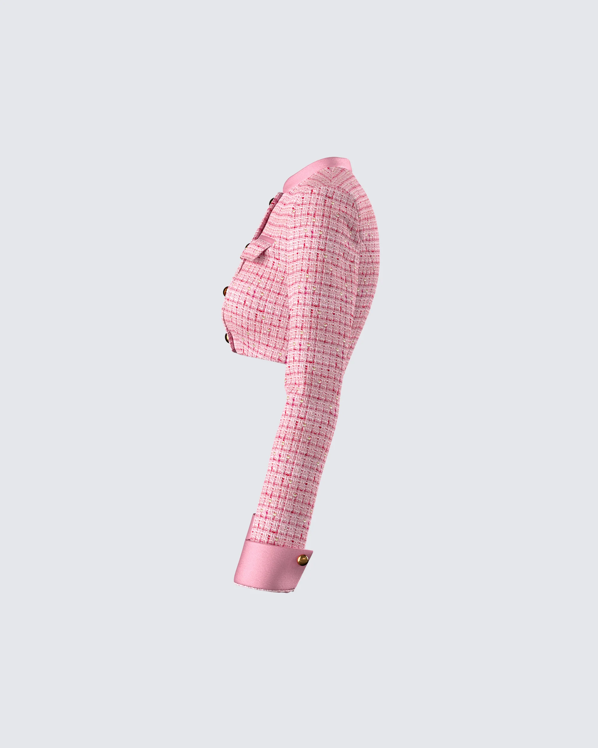 Pippa Pink Tweed Cropped Jacket - Image 2