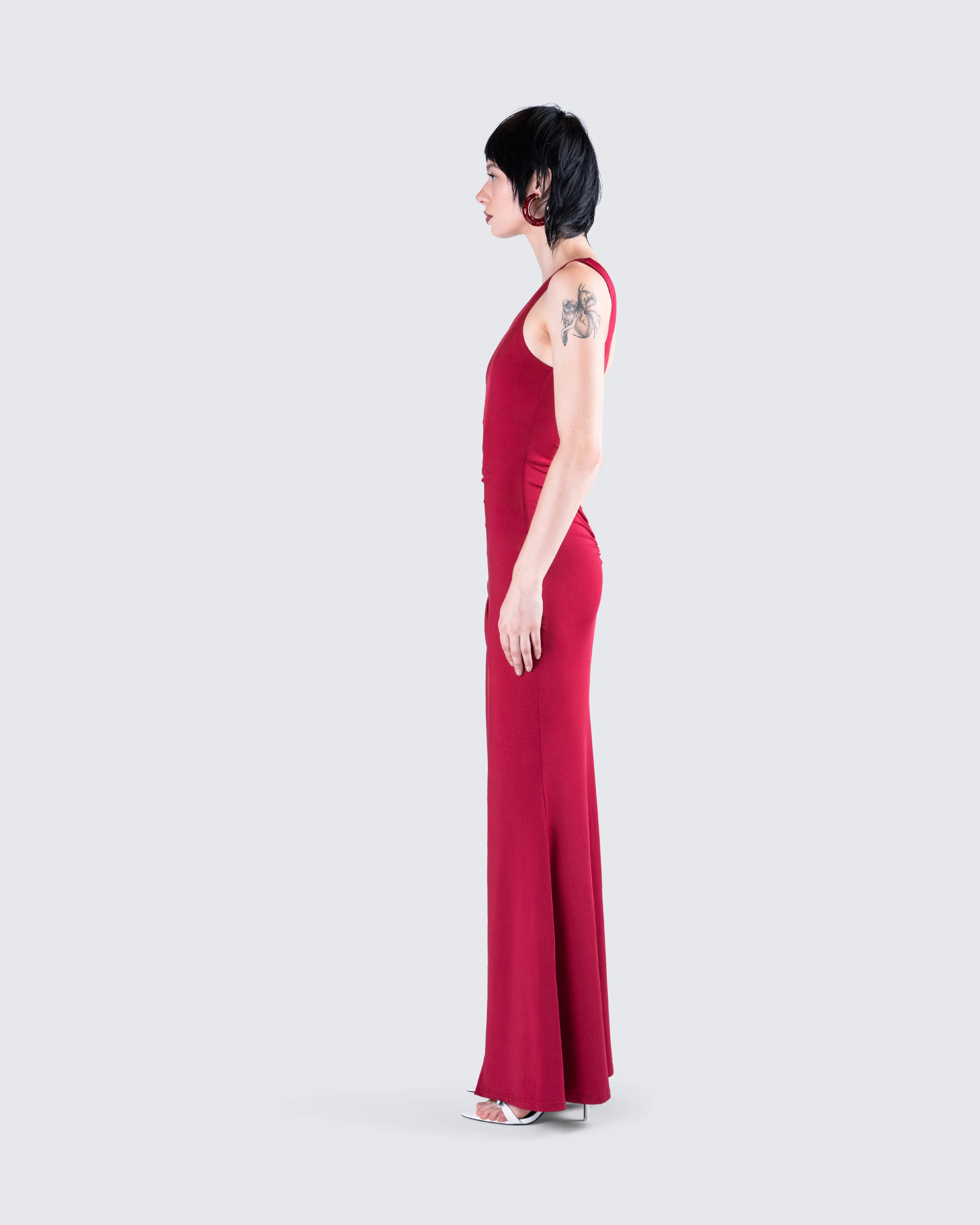 Prue Red Jersey One Shoulder Dress - Image 6