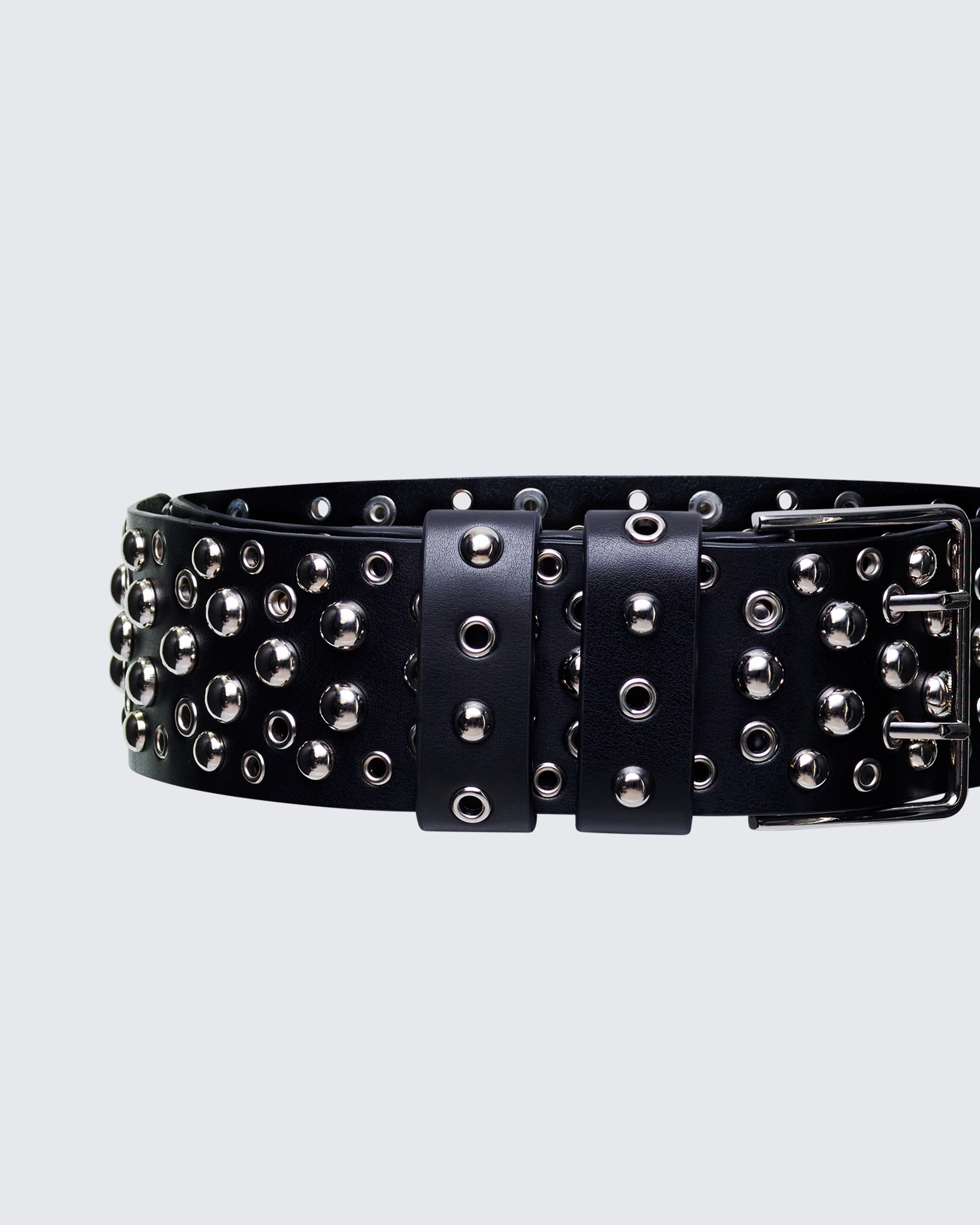 Quen Black Real Leather Studded Hip Belt - Image 3