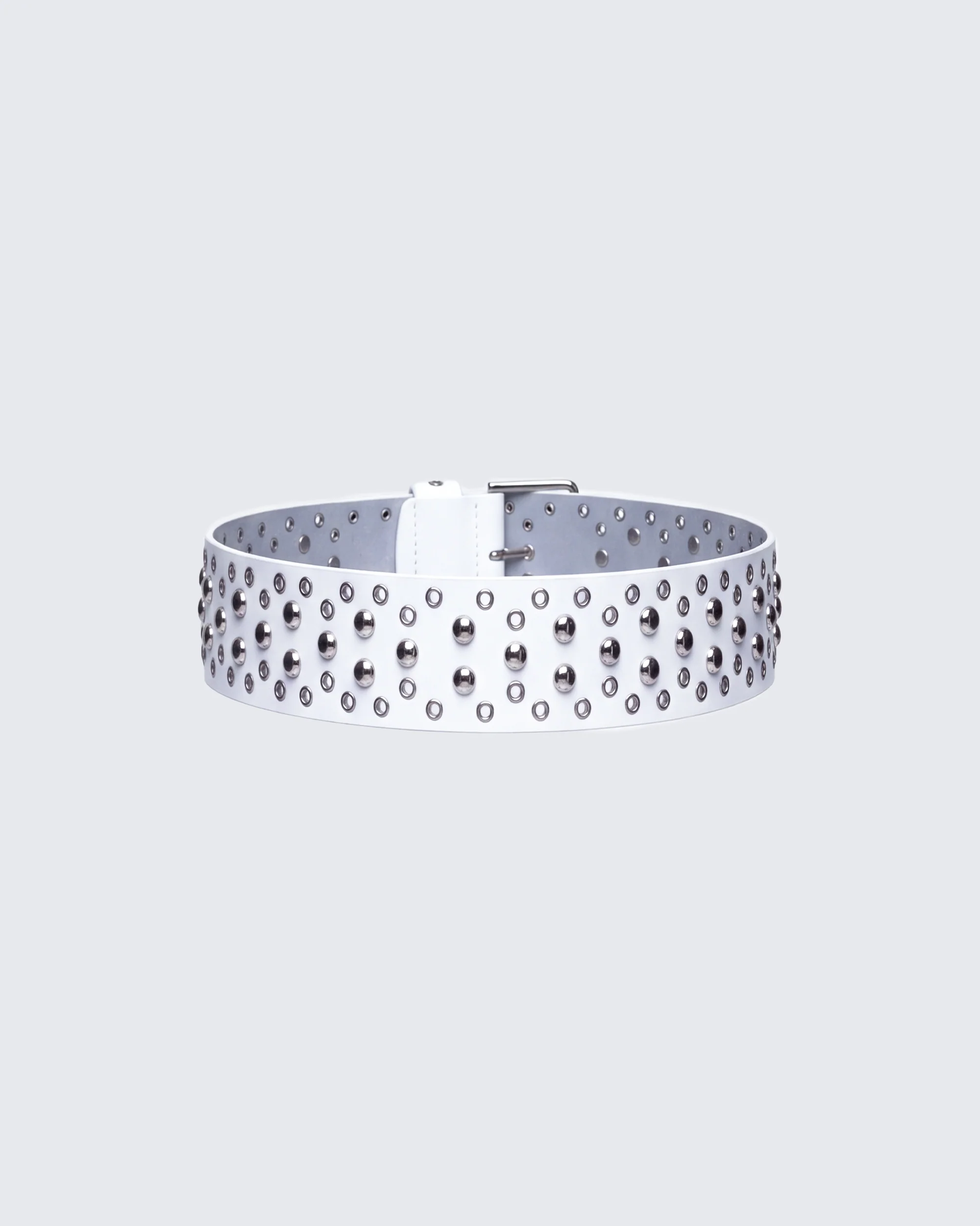 Quen White Real Leather Studded Hip Belt - Image 2