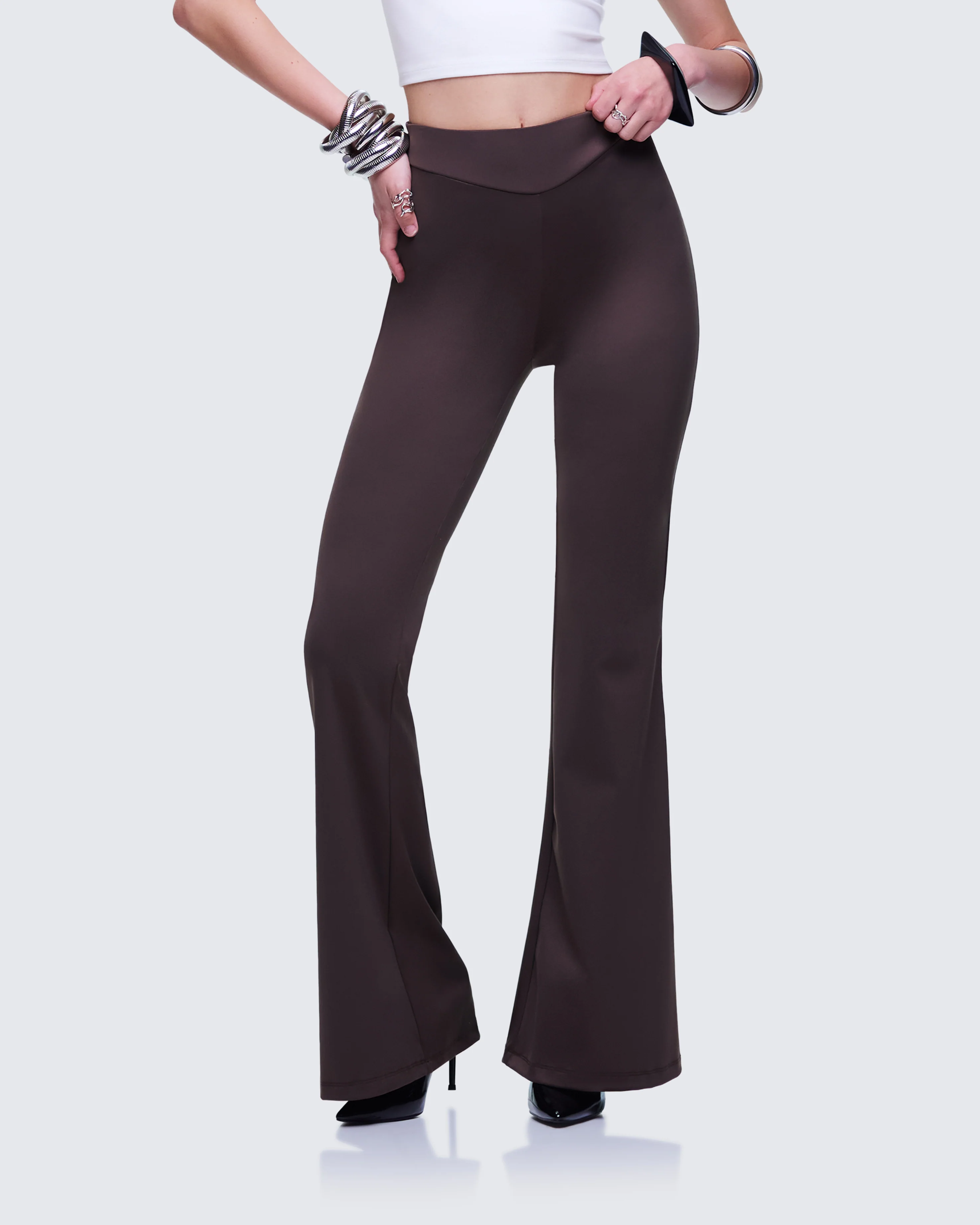 Quintessa Brown Ruched Back Flare Pants - Image 3
