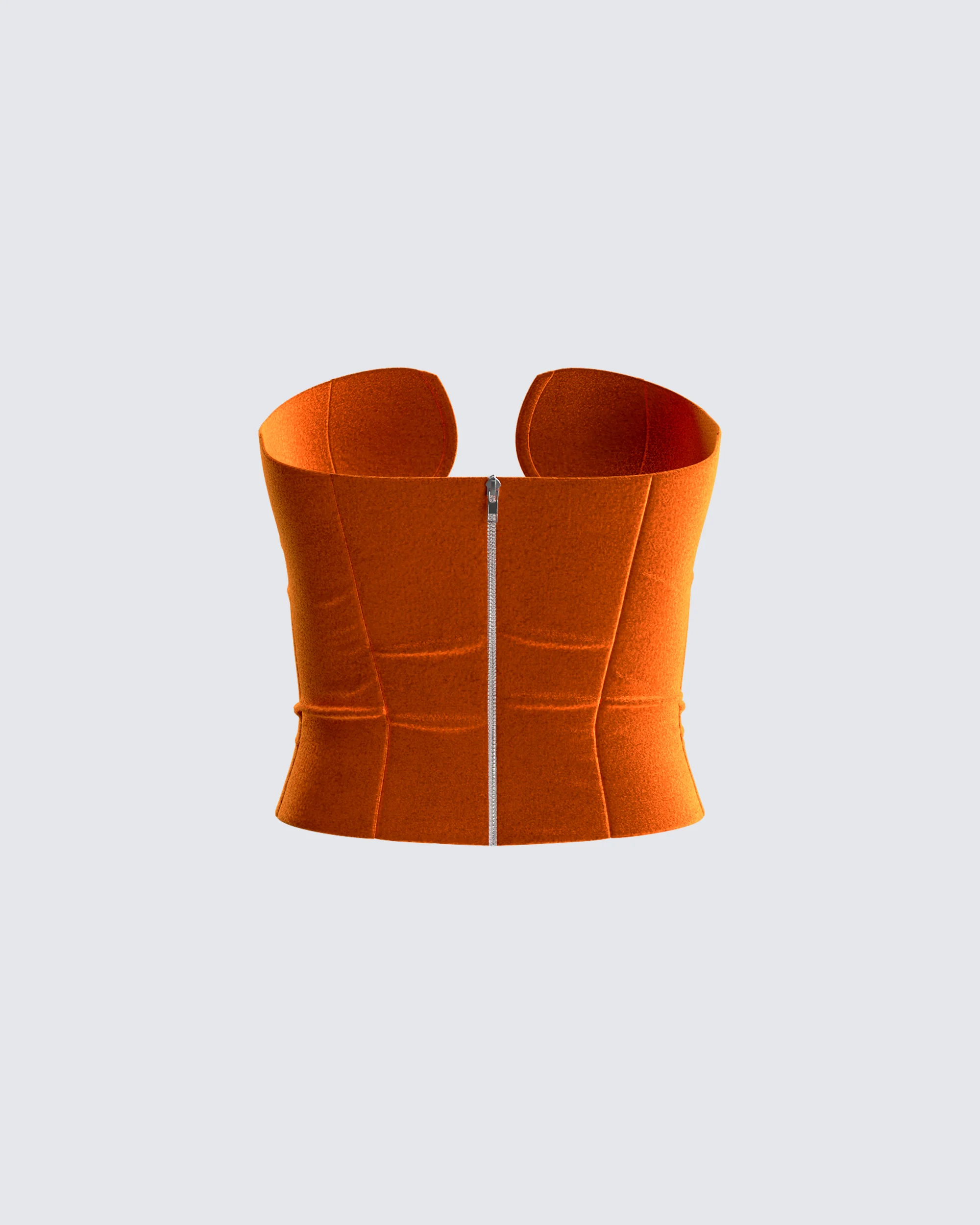 Rae Orange Velvet Strapless Top - Image 3
