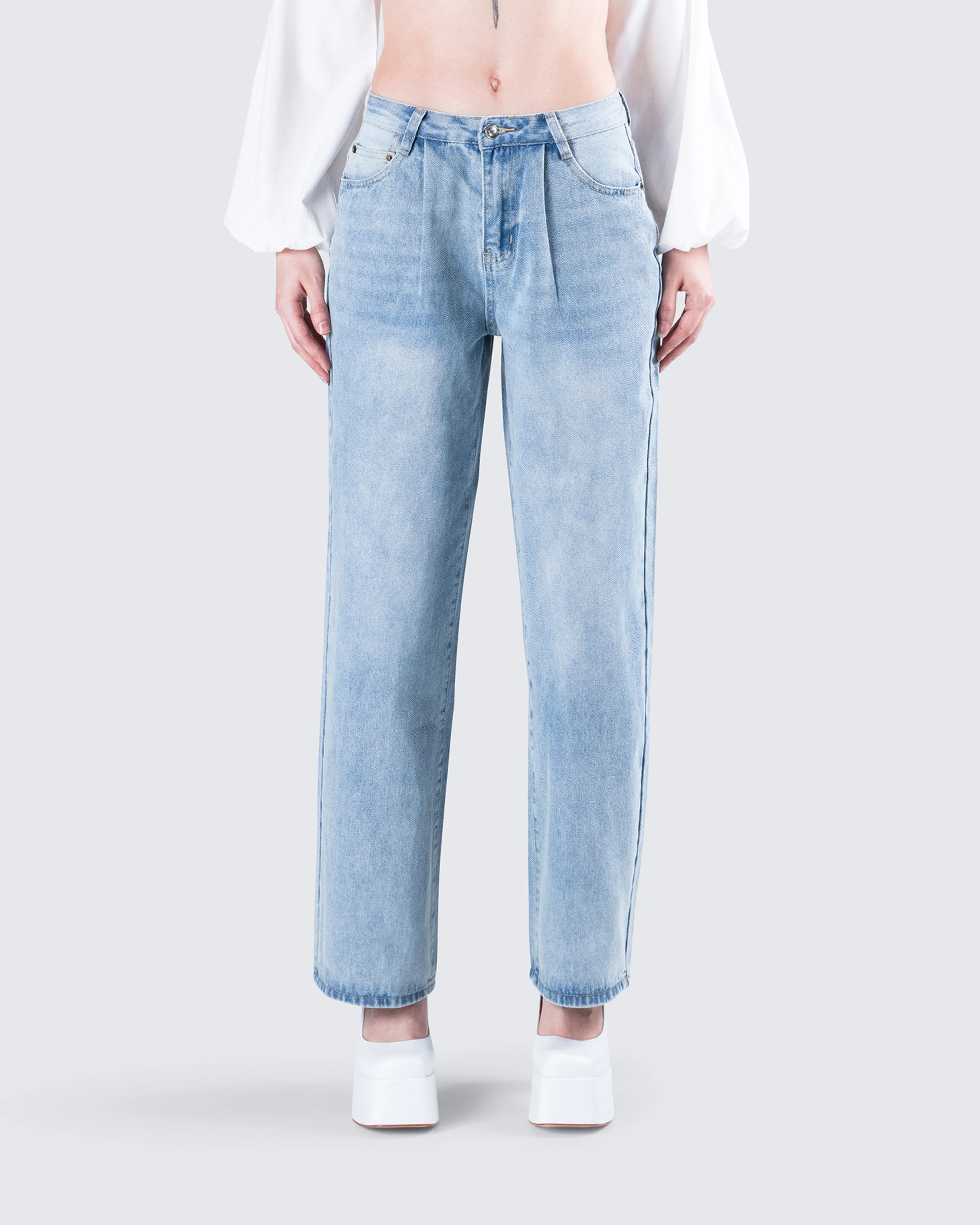 Rahel Blue Denim Pleat Jean - Image 4