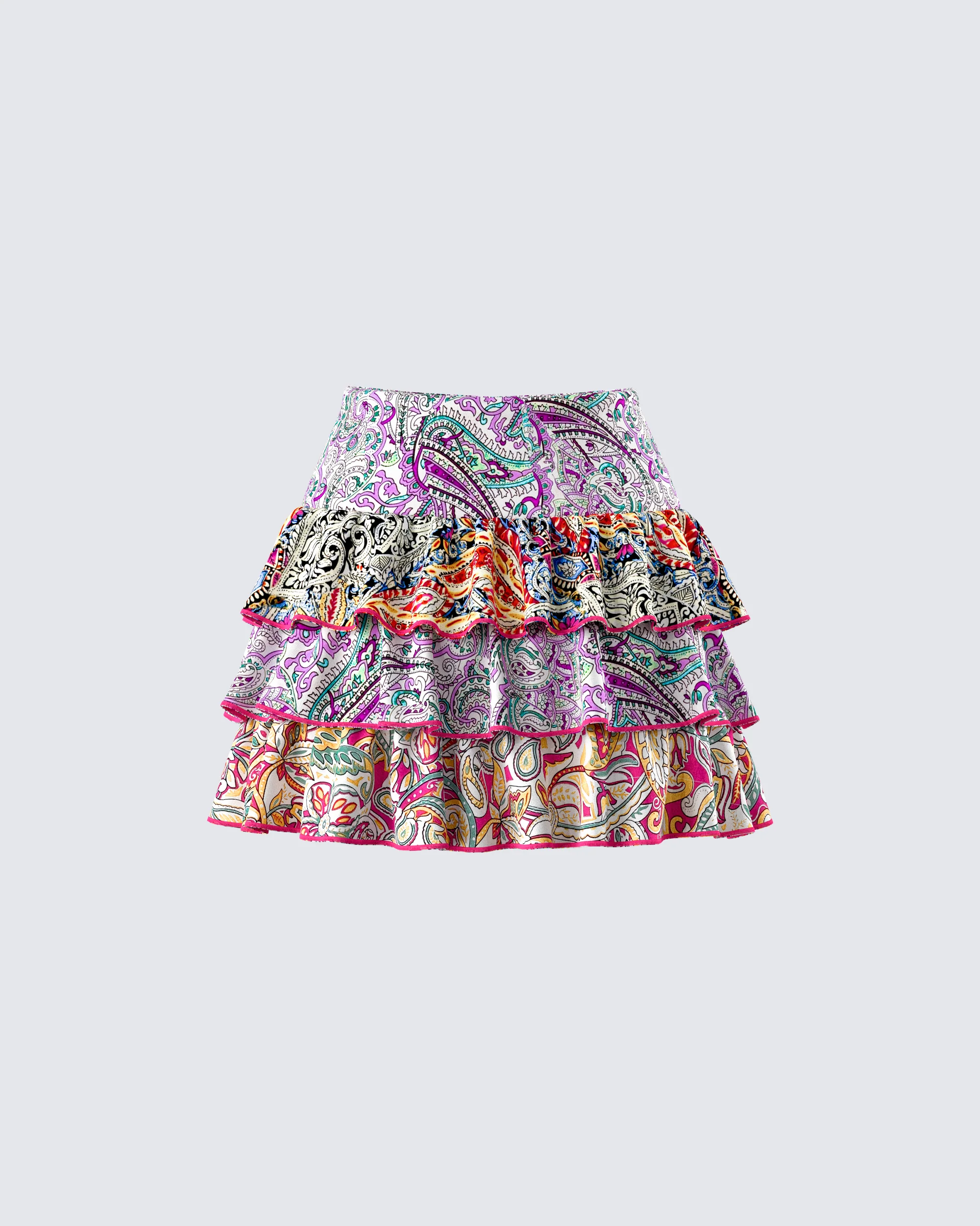 Raisa Paisley Tiered Micro Mini Skirt - Image 3