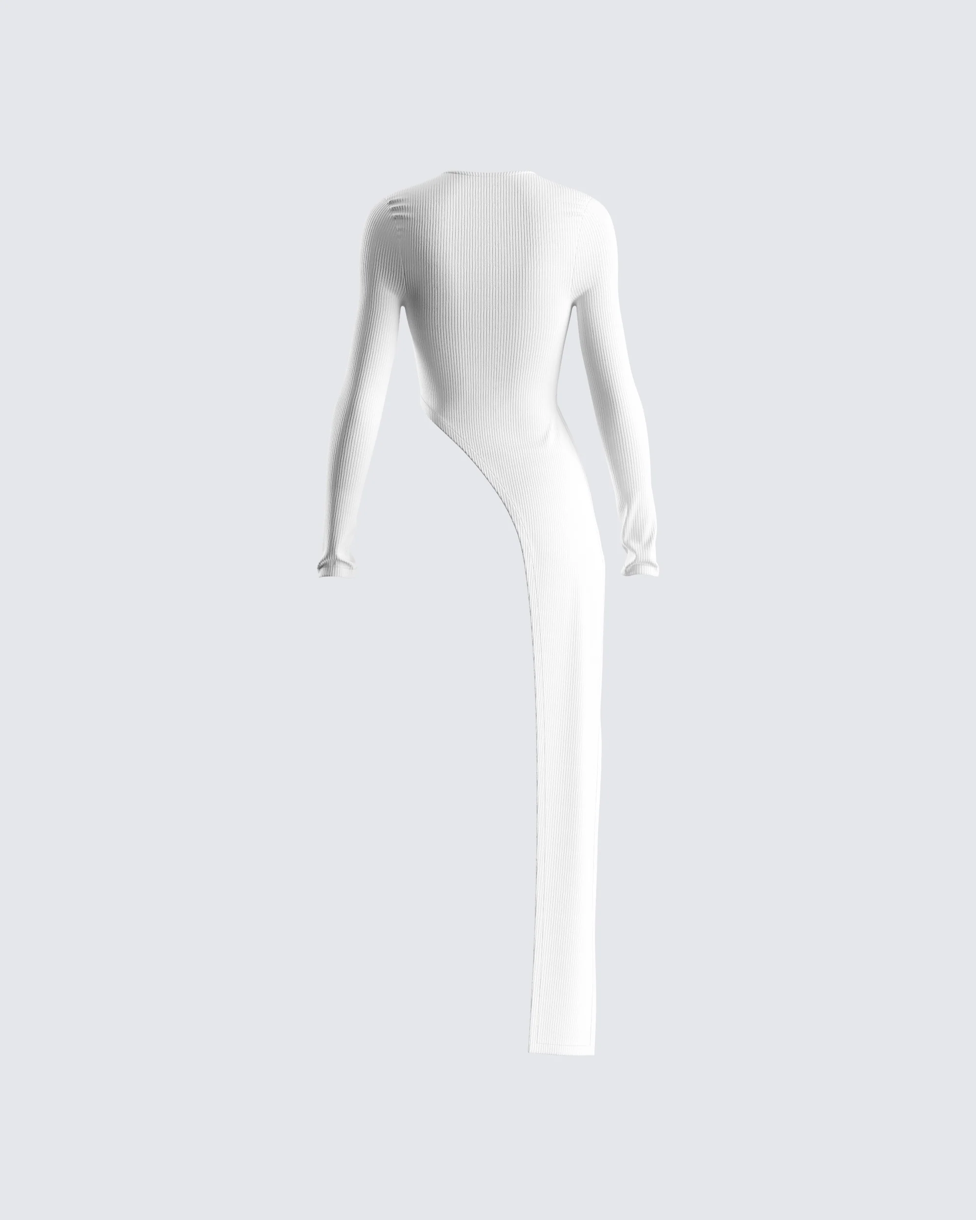 Rami White Rib Long Sleeve Top - Image 3