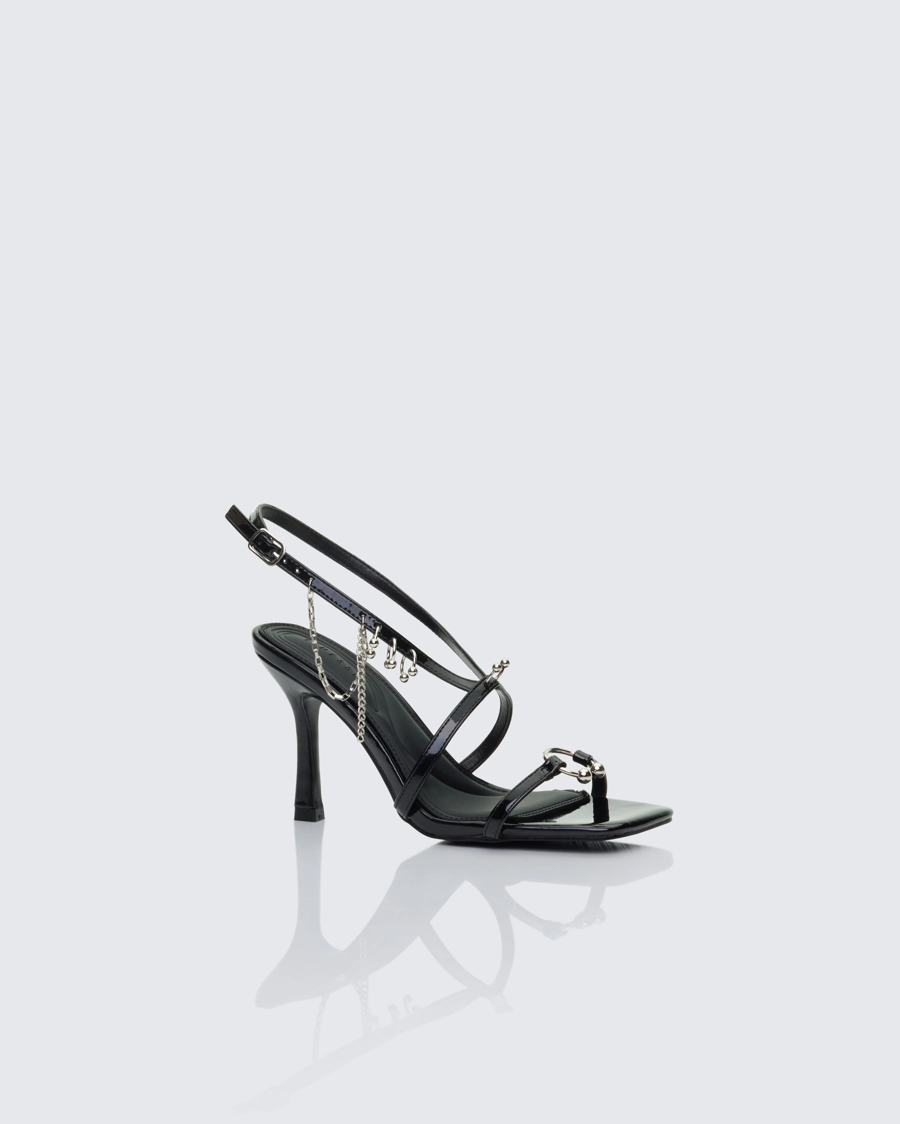 Ramona Black Piercing Detail Sandal - Image 2