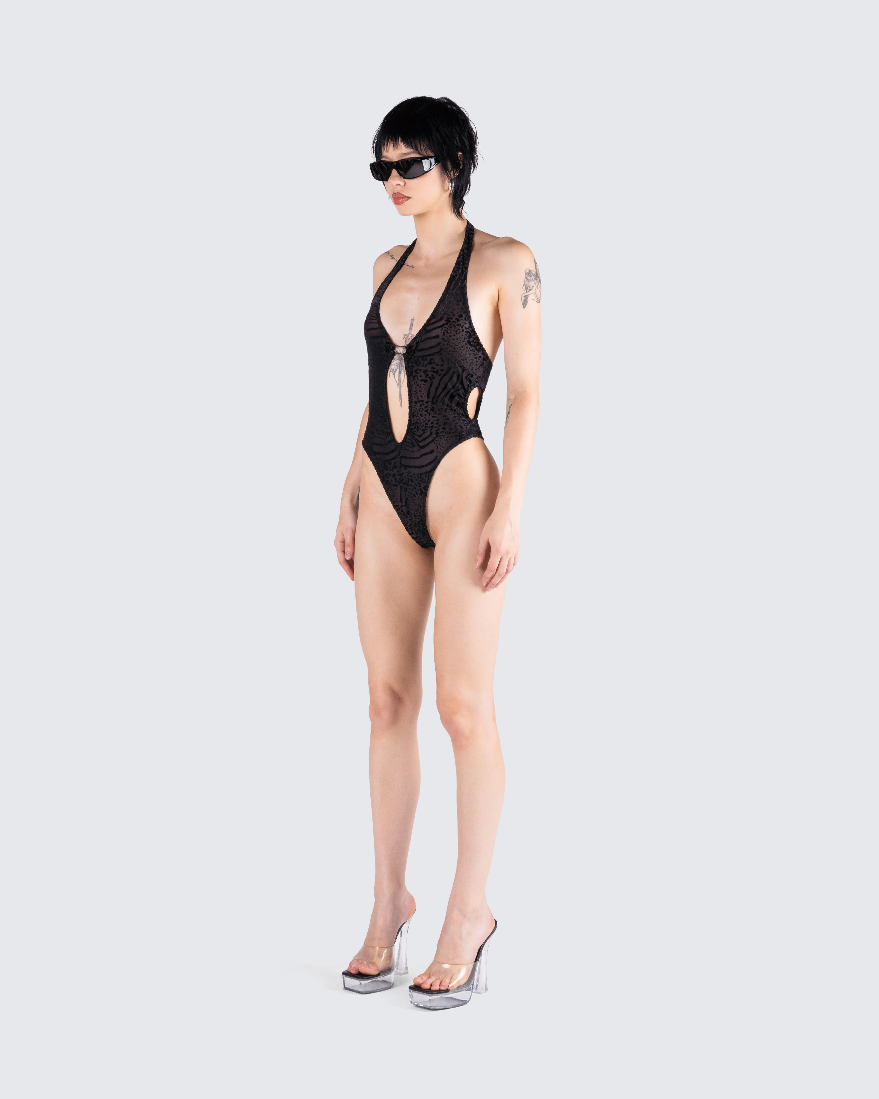 Raquel Black Animal Print Bodysuit - Image 5