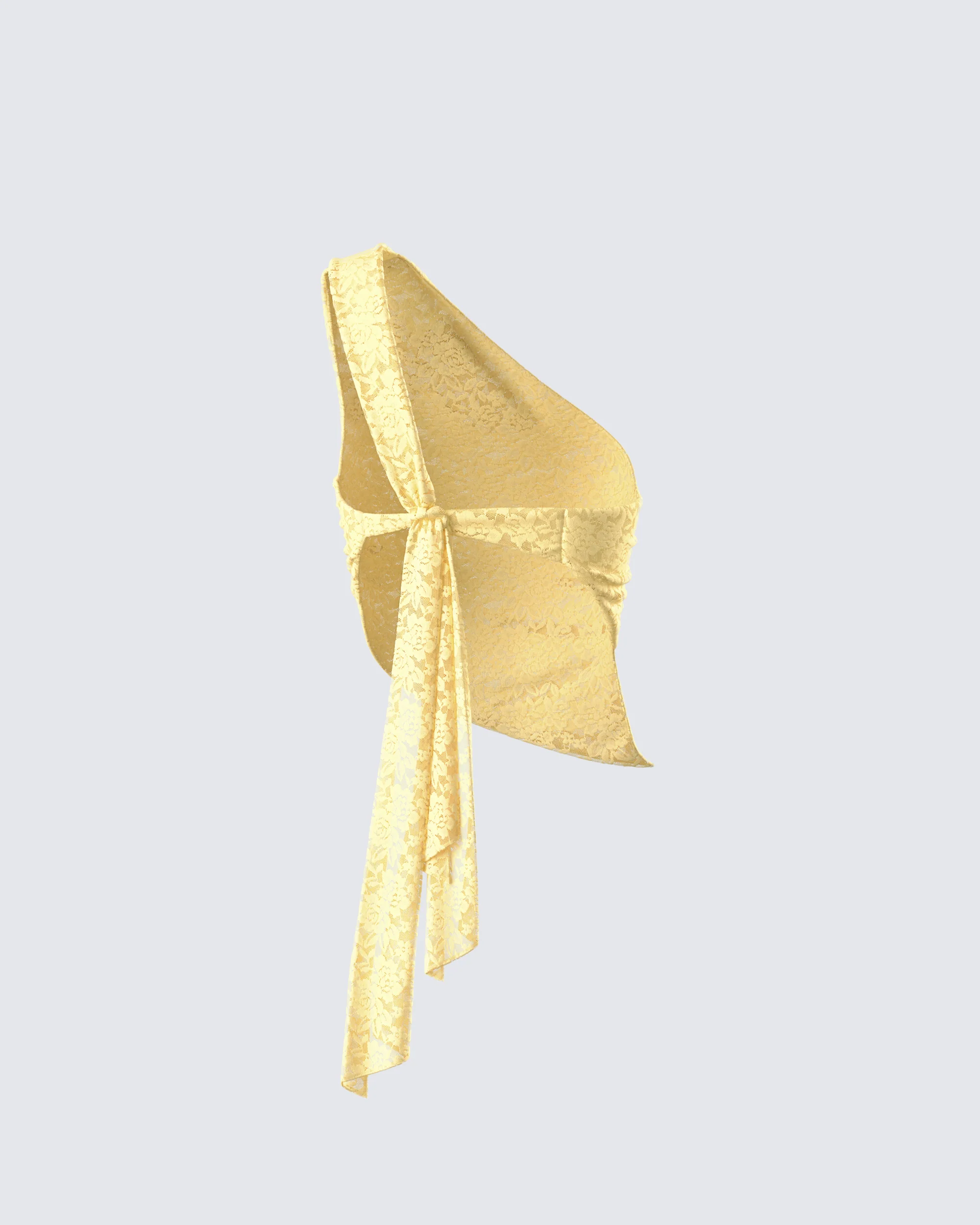 Rasima Yellow Lace Asymmetrical Top - Image 3