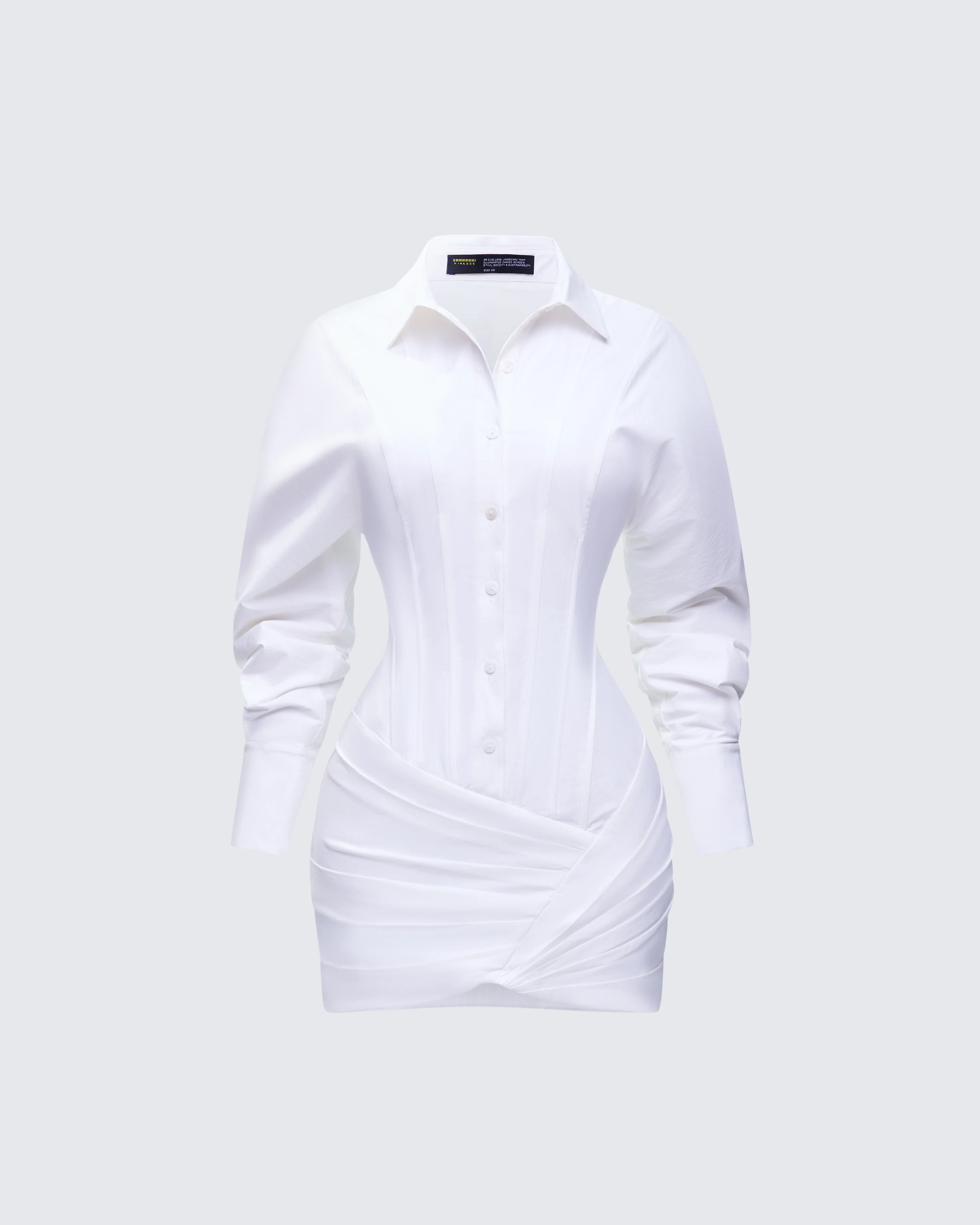 Regan White Cinched Tucked Mini Dress