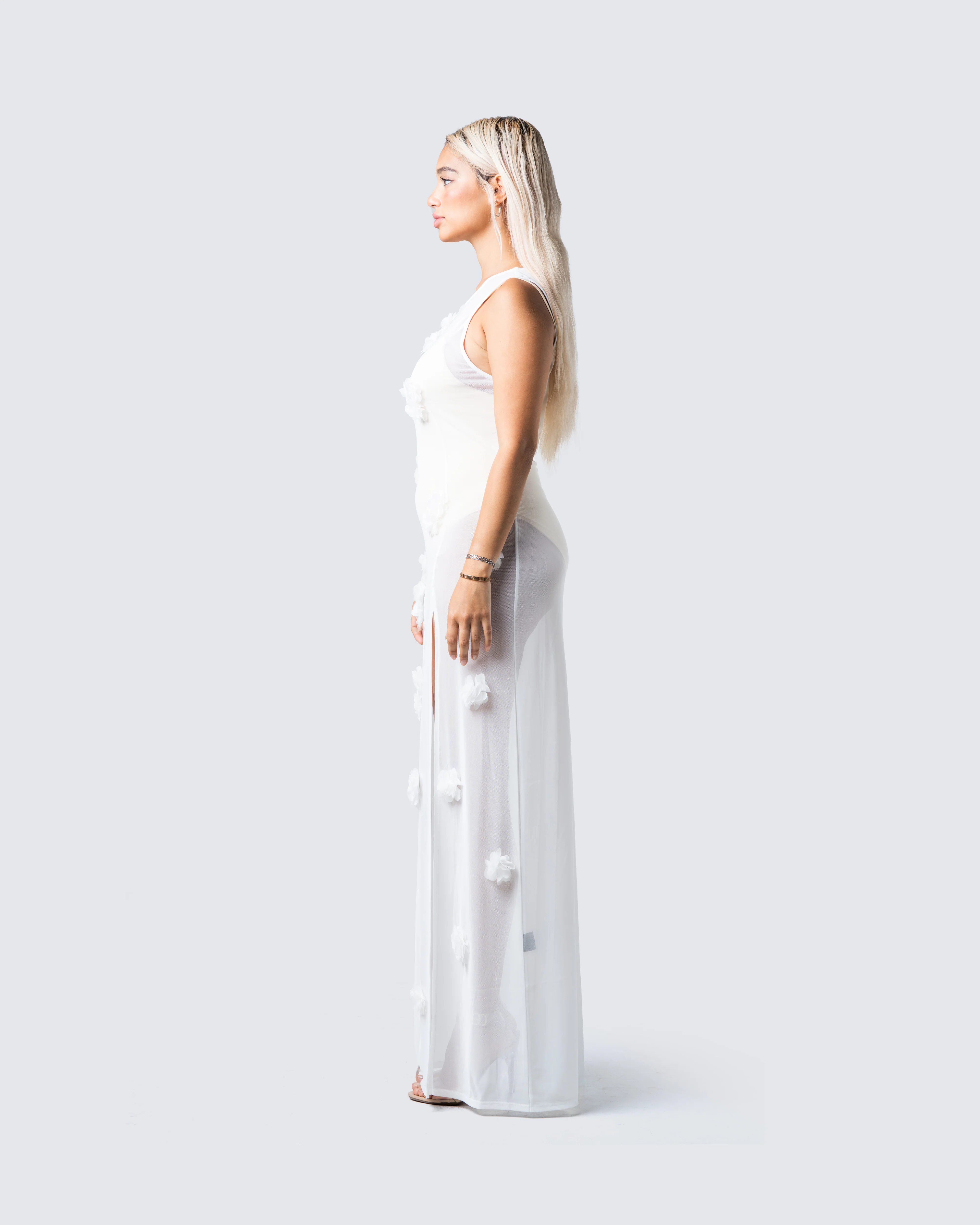 Regina White Floral Maxi Dress - Image 5
