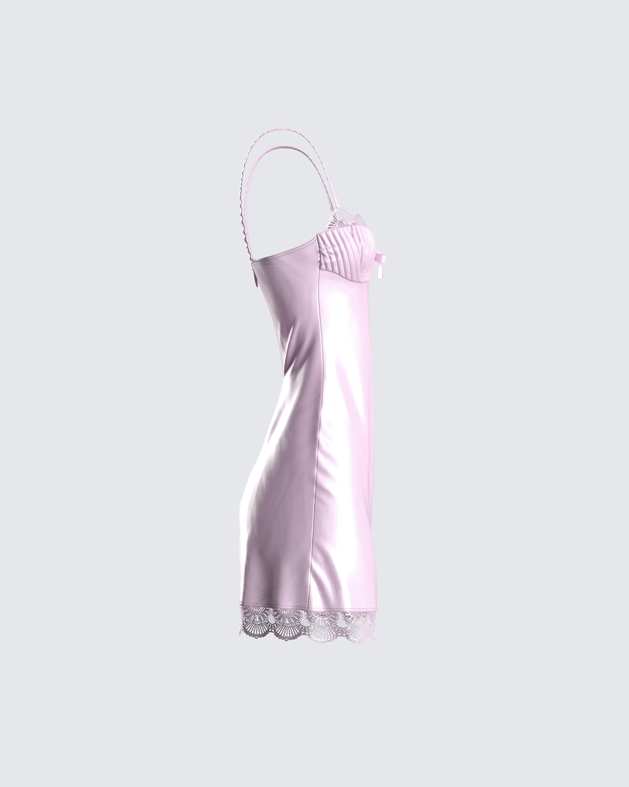 Ren Pink Satin Lace Mini Dress - Image 2