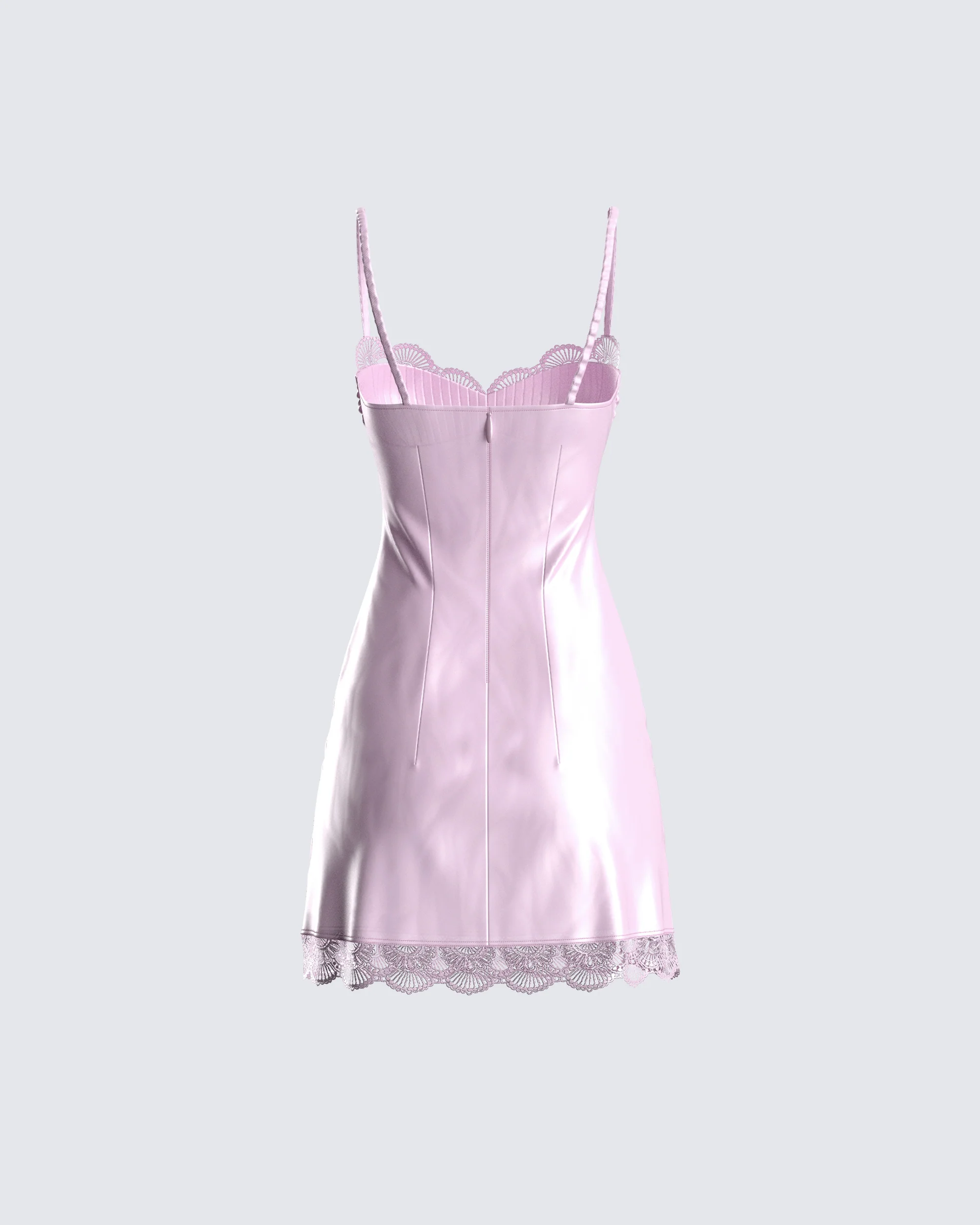 Ren Pink Satin Lace Mini Dress - Image 3