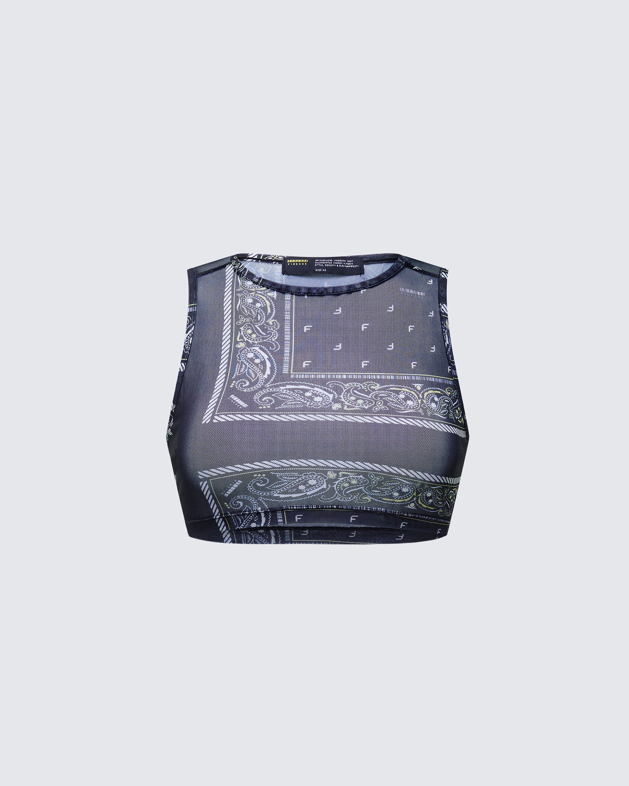 Rikku Black Bandana Mesh Crop Top