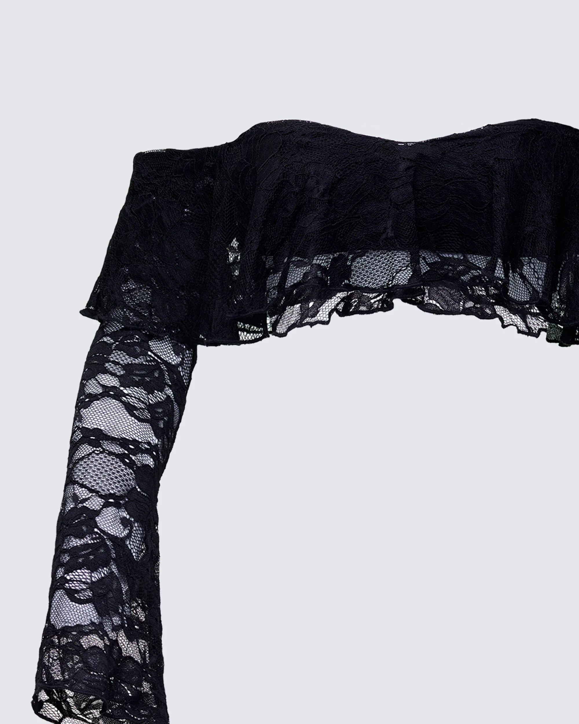 Rina Black Lace Ruffle Bandeau Top - Image 6