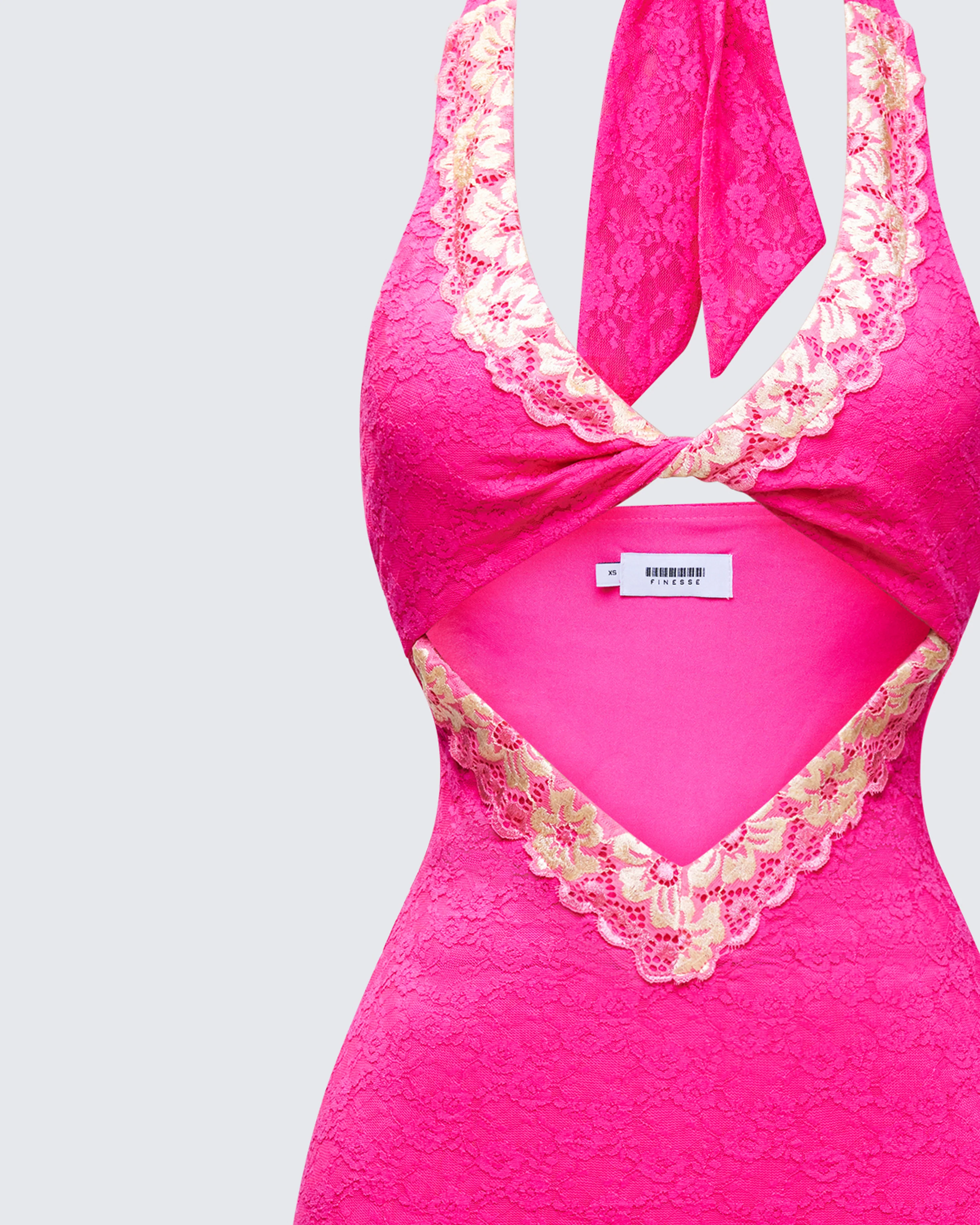 Rinna Pink Lace Cut Out Mini Dress - Image 6