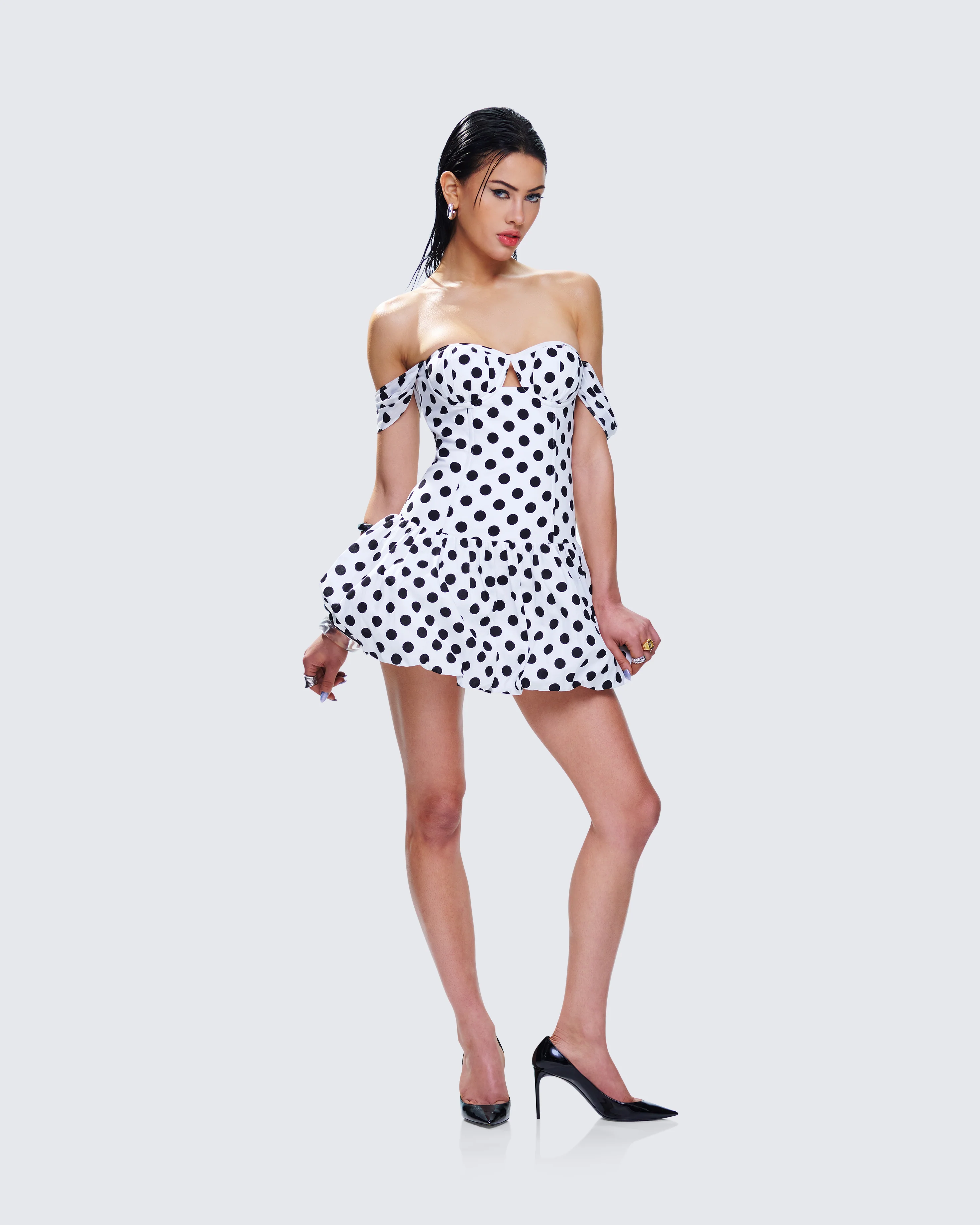 Rio Multi Polka Dot Bubble Mini Dress - Image 5