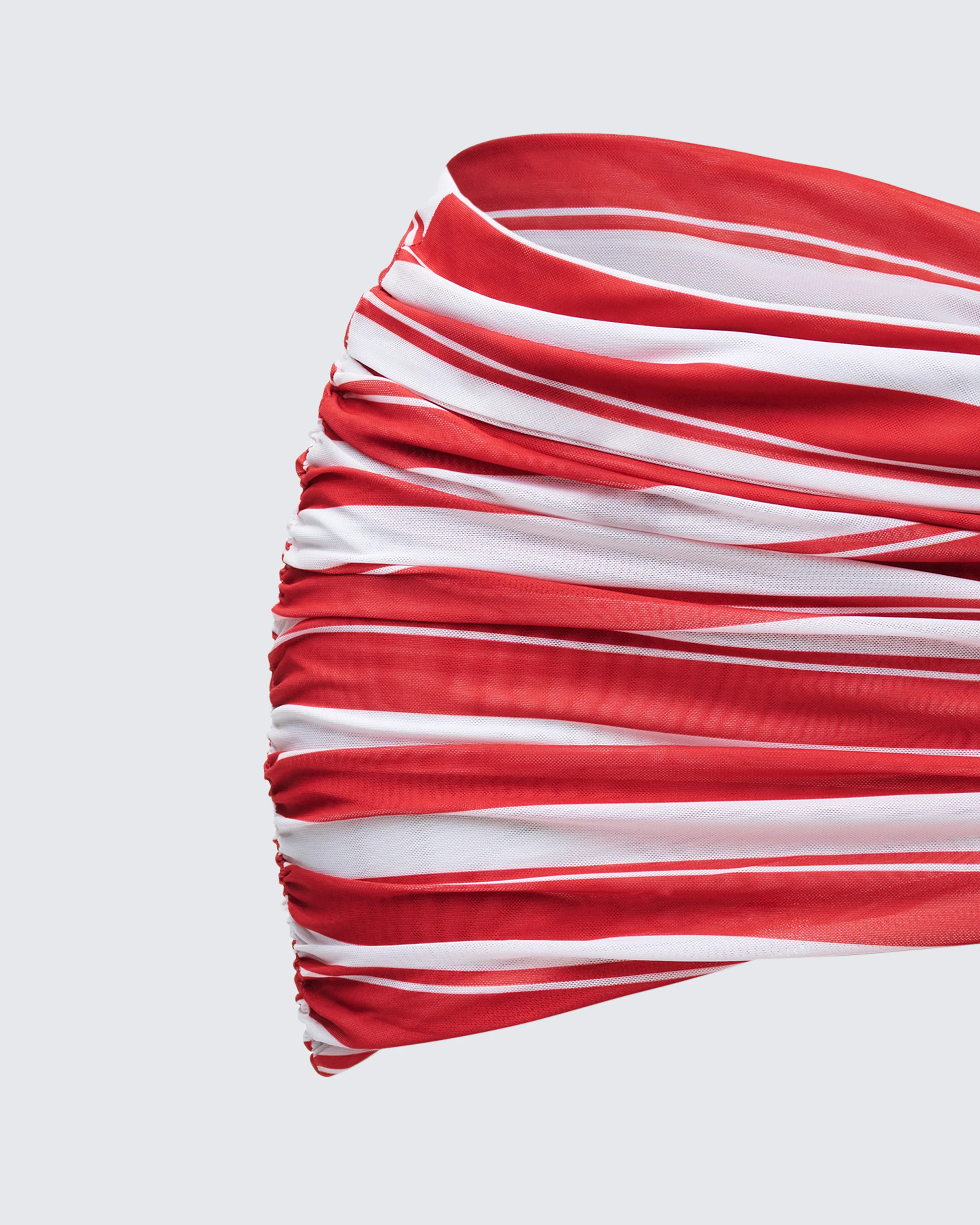 Risa Red Stripe Asymmetric Ruched Mini Skirt - Image 6