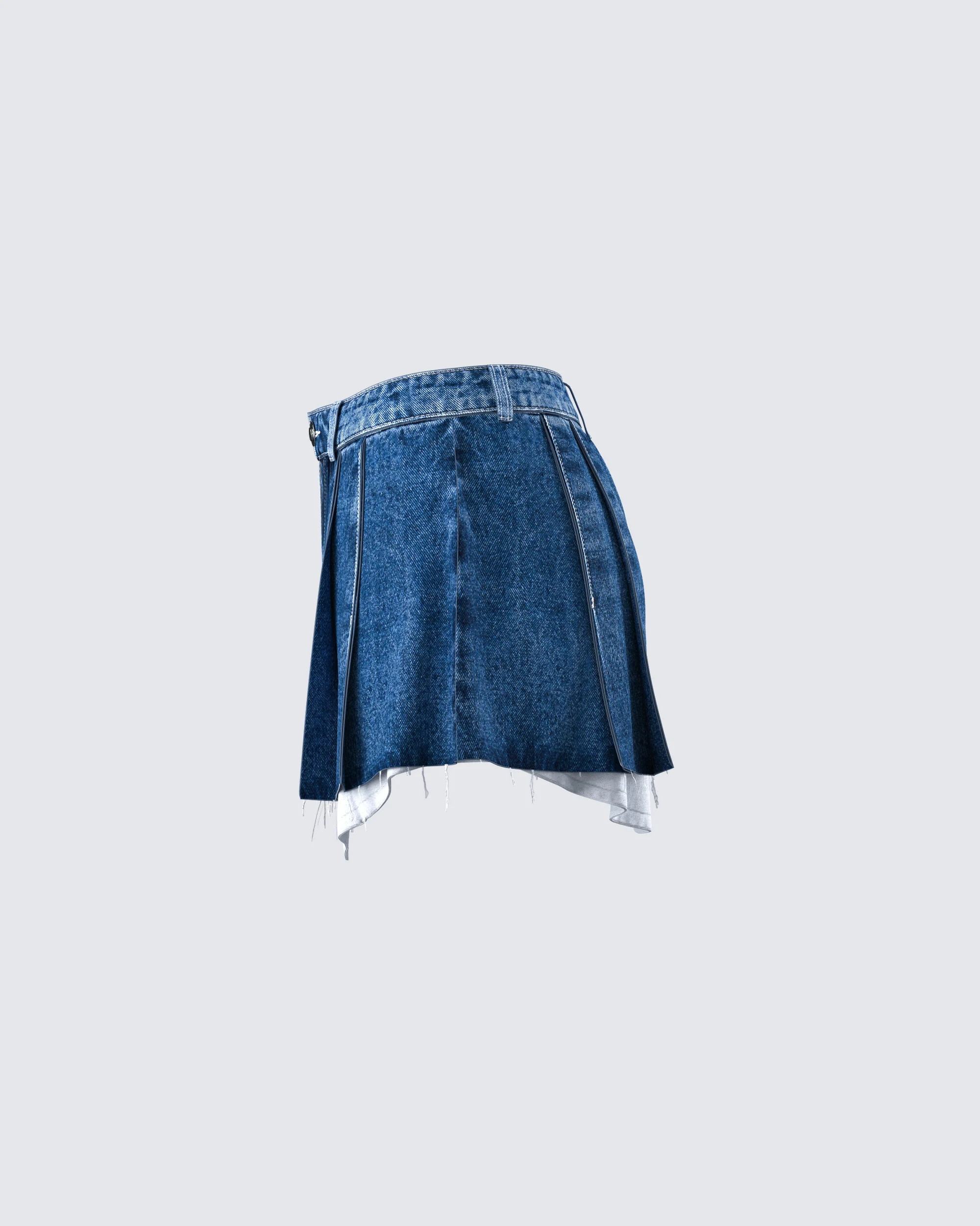 Robyn Pleated Denim Mini Skirt - Image 2