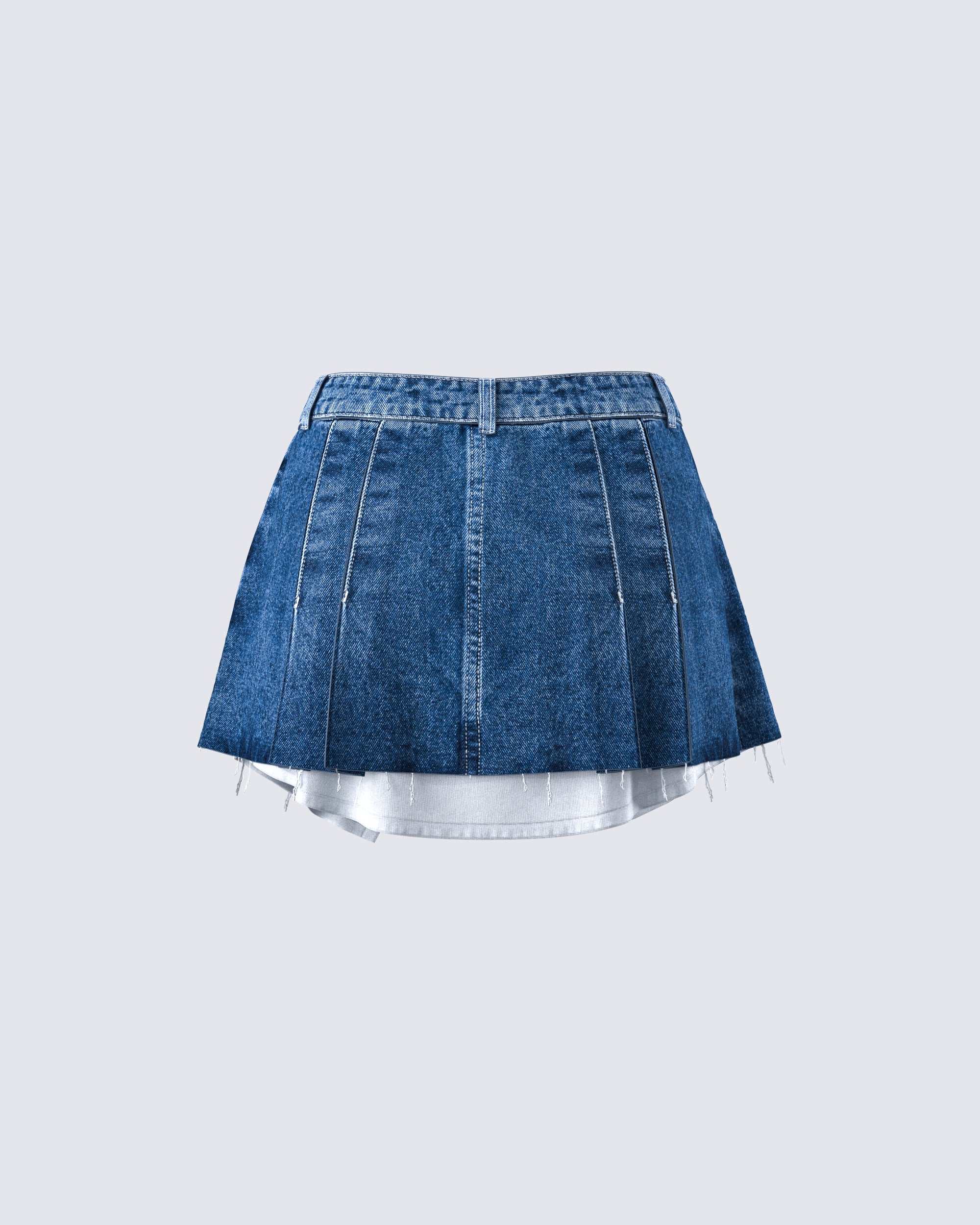 Robyn Pleated Denim Mini Skirt - Image 3