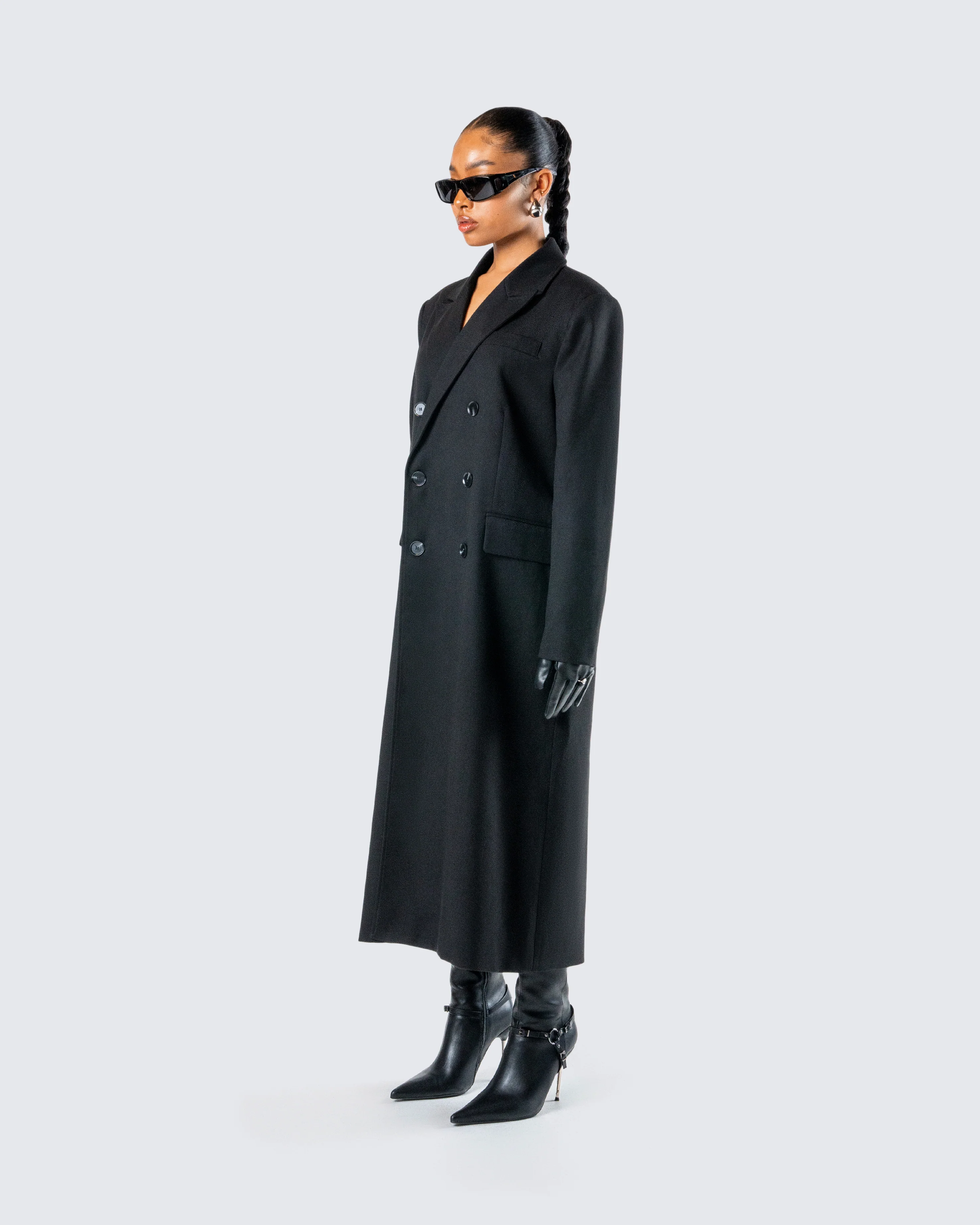 Romilly Black Double Breasted Coat - Image 5