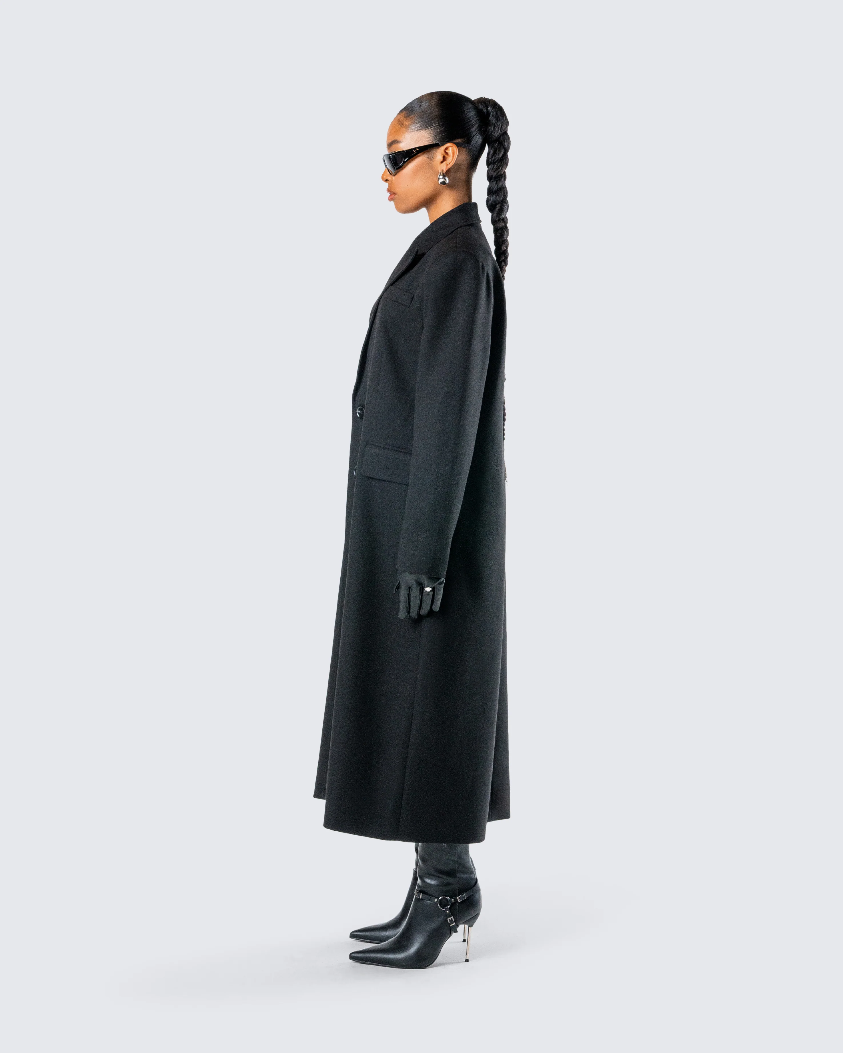 Romilly Black Double Breasted Coat - Image 6