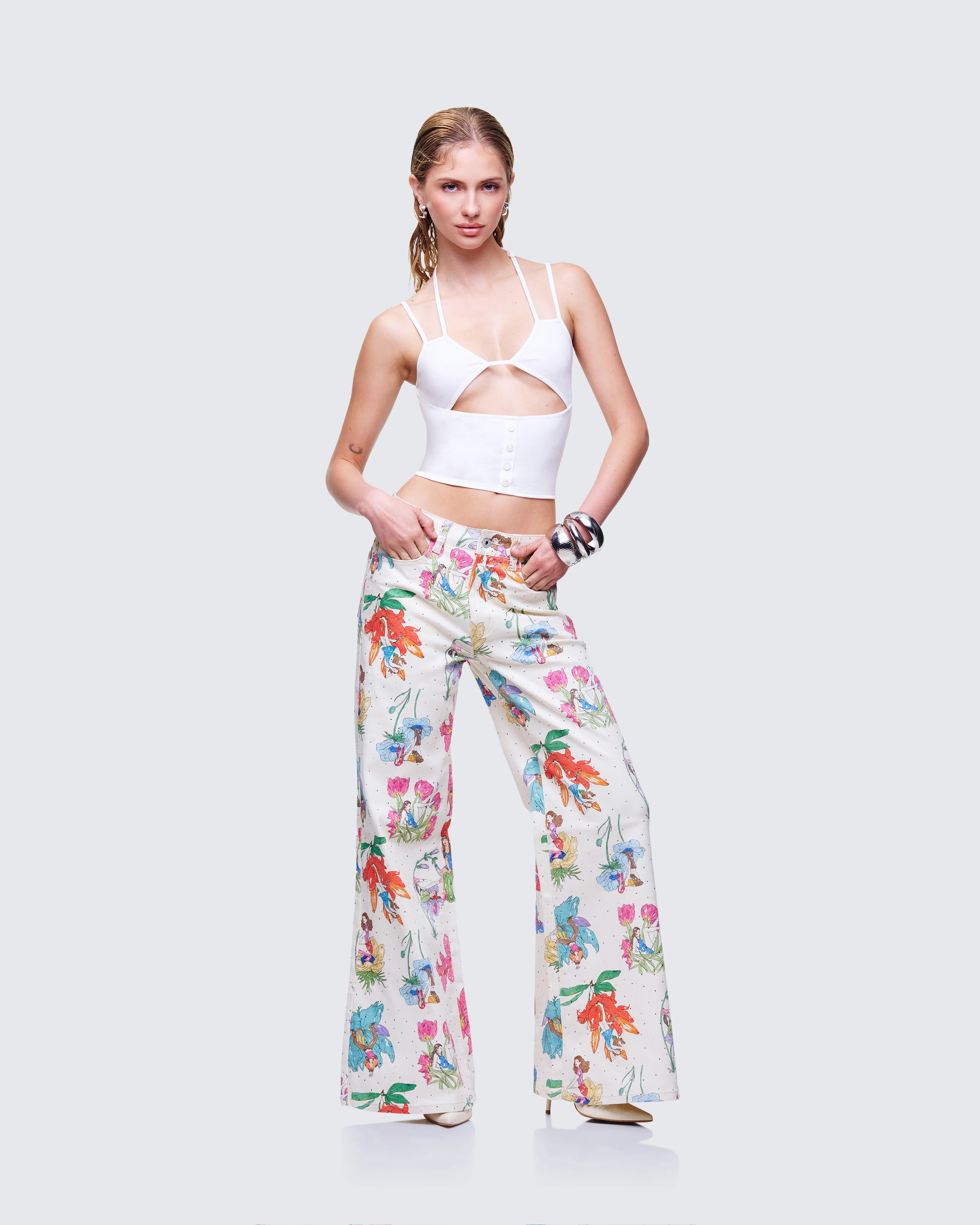 Romina White Button Though Cami Top - Image 5