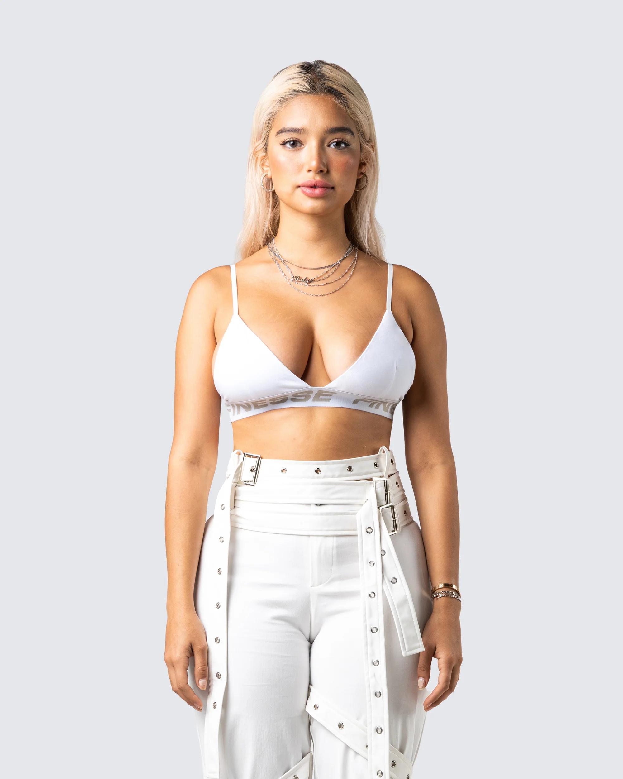 Romy White Logo Bralette - Image 4