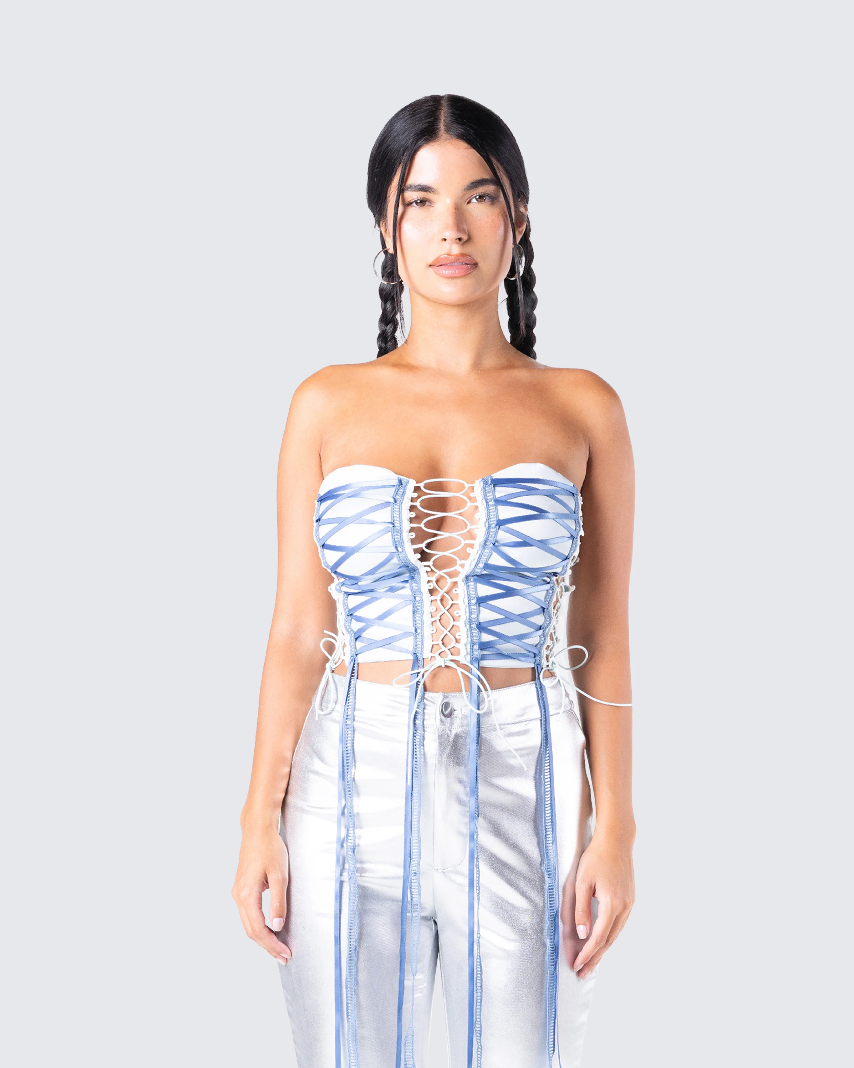 Rory Blue Corset Top - Image 4