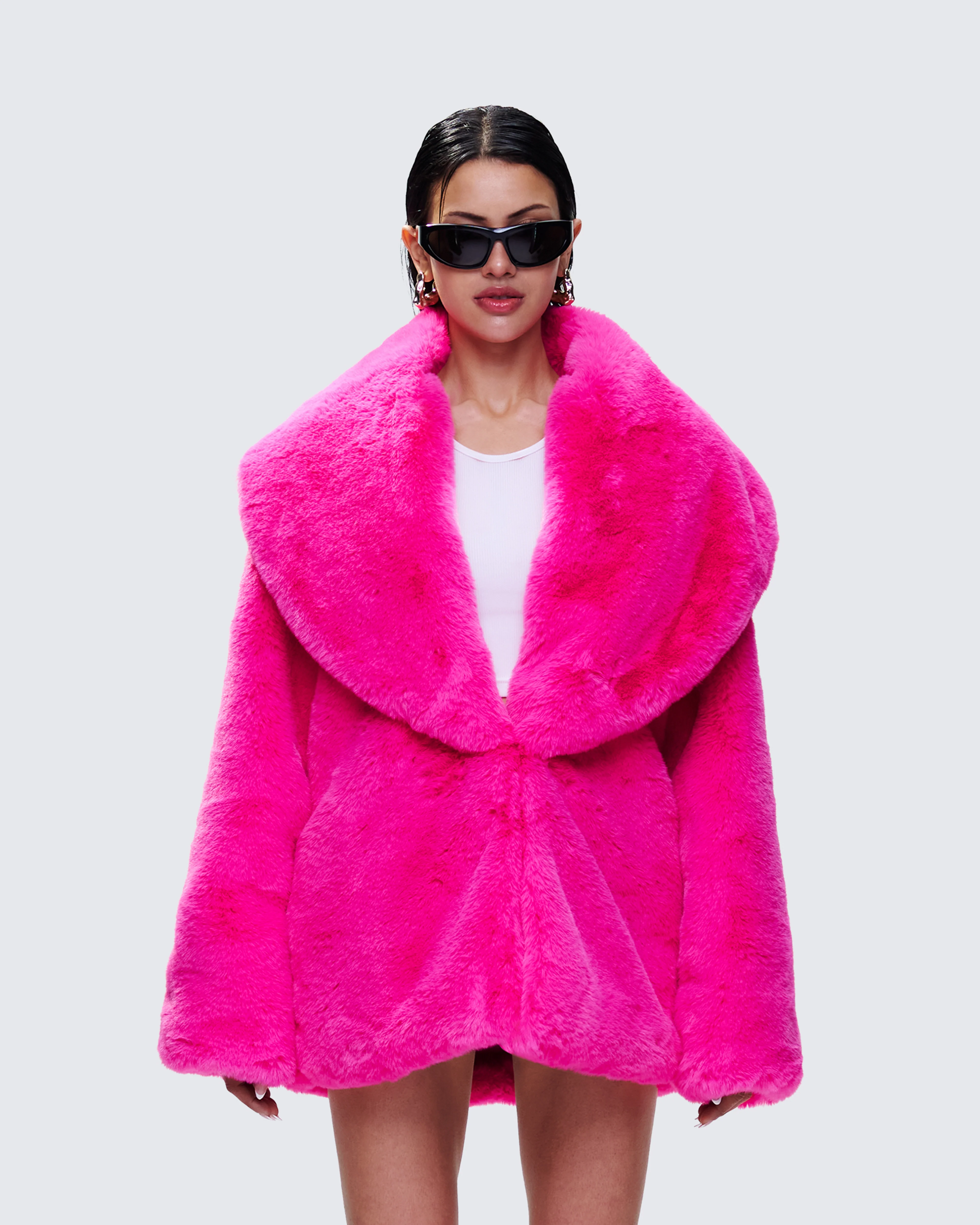 Rosamond Hot Pink Vegan Fur Jacket - Image 2