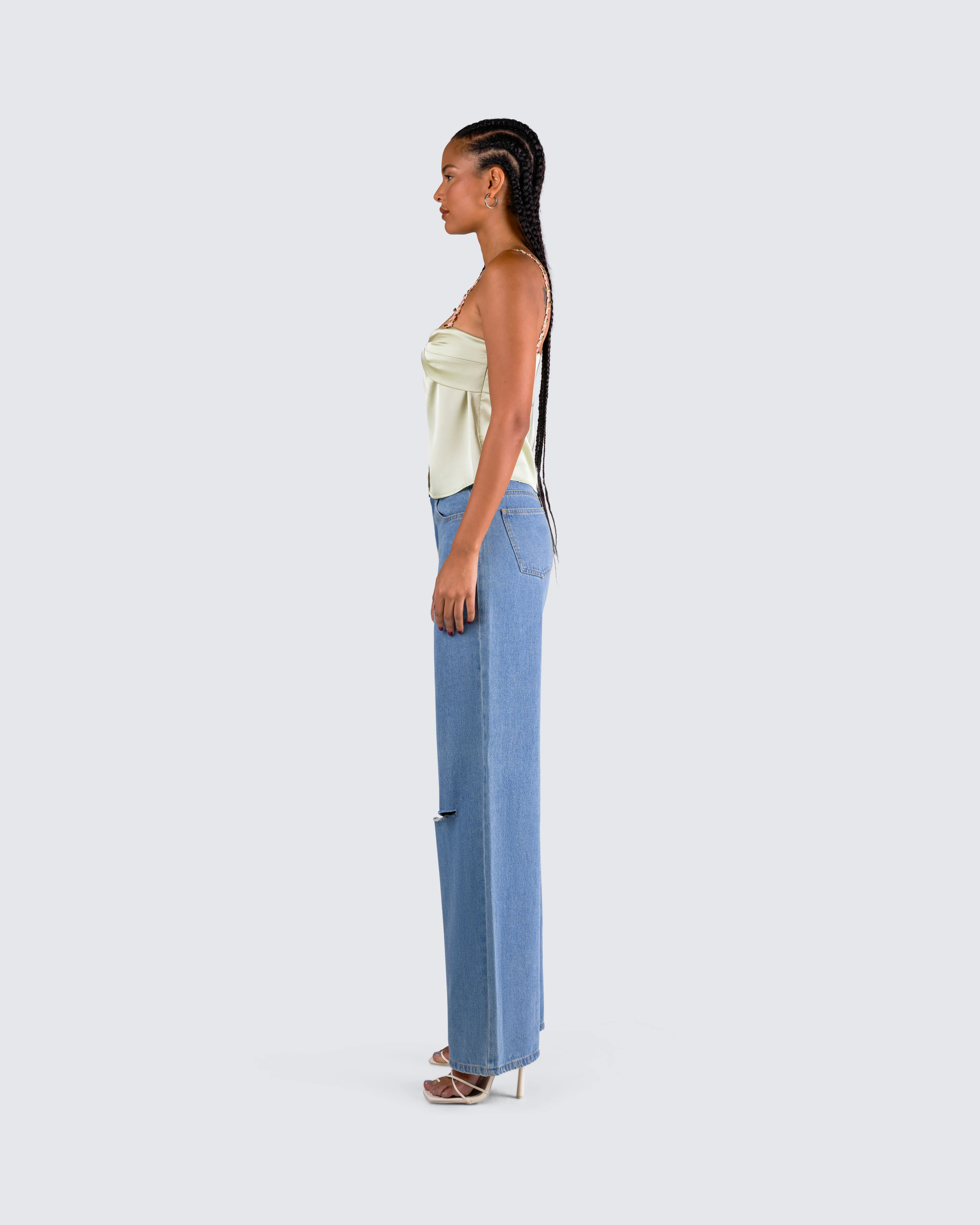 Rosella Olive Satin Twist Top - Image 6