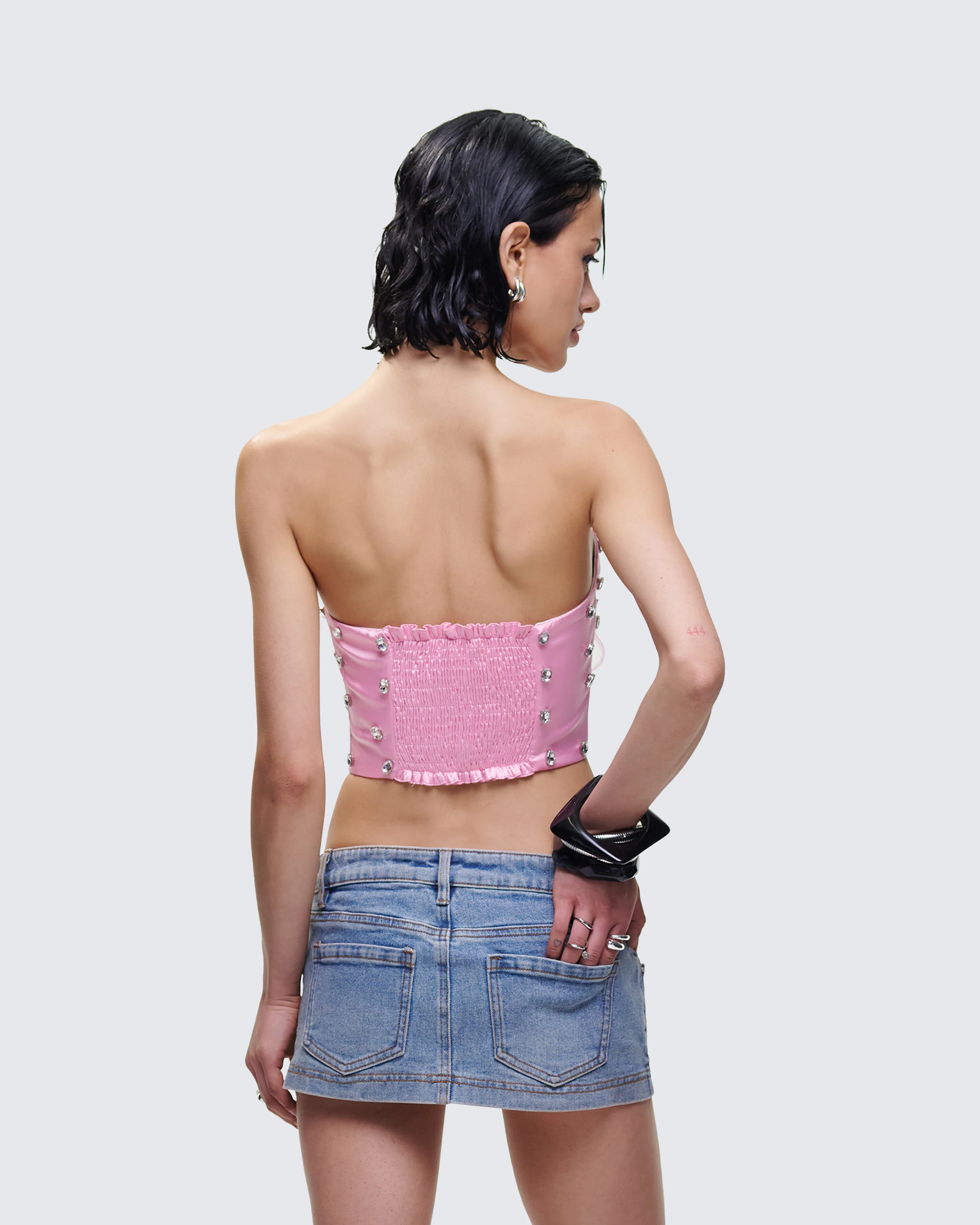 Roselle Pink Rhinestone Corset Top - Image 4