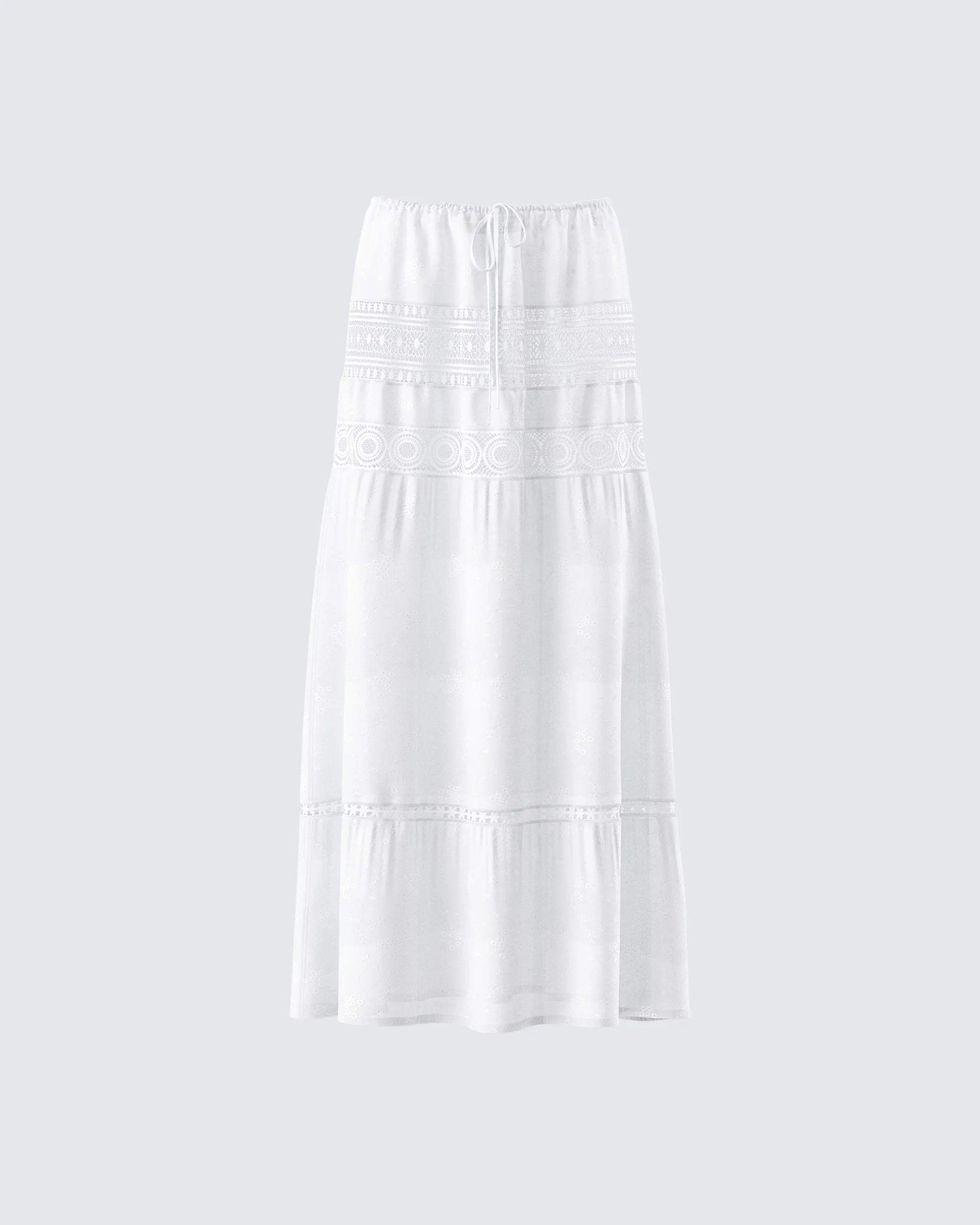 Rue White Cotton Floral Maxi Skirt