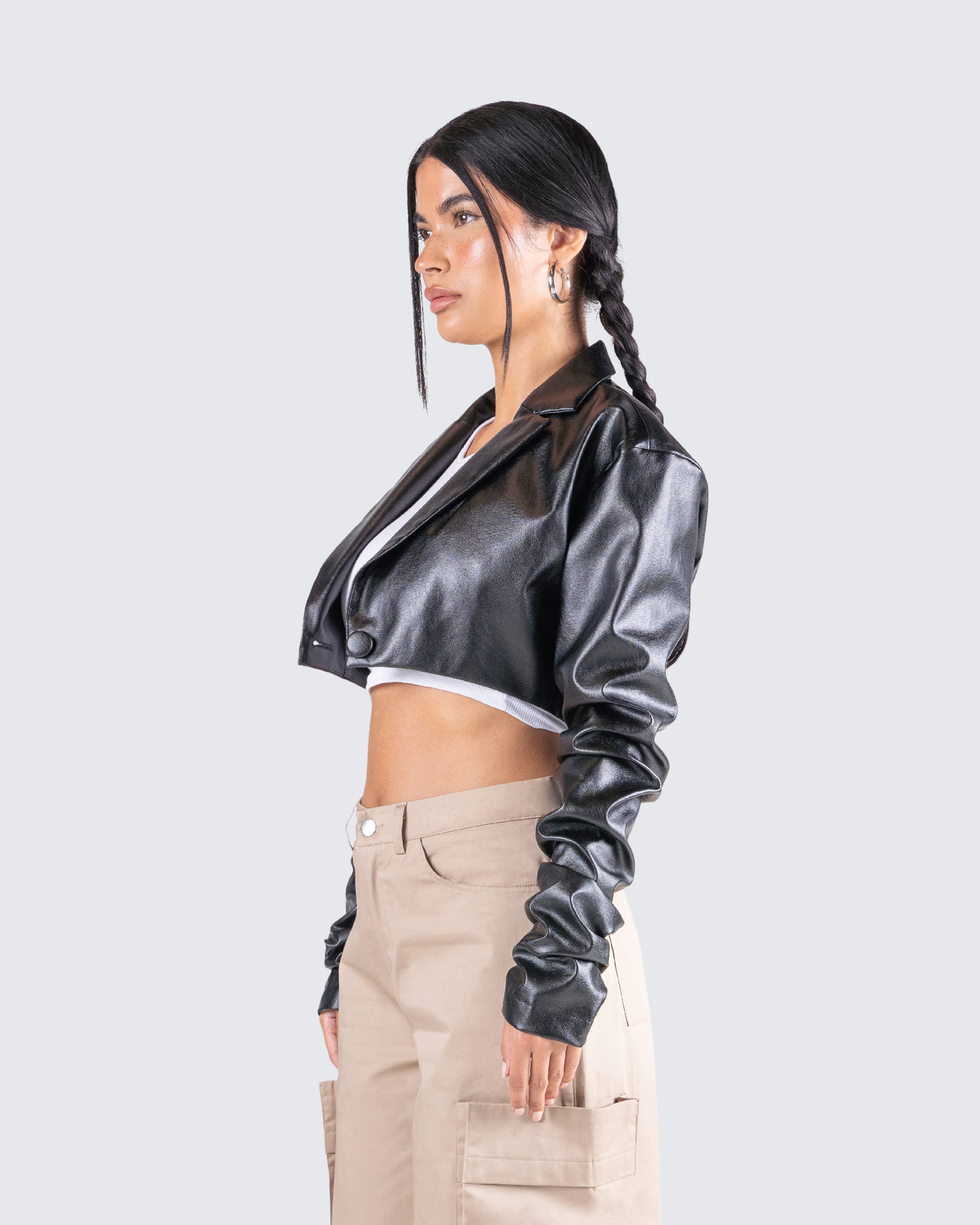 Ryder Black Cropped Jacket - Image 5