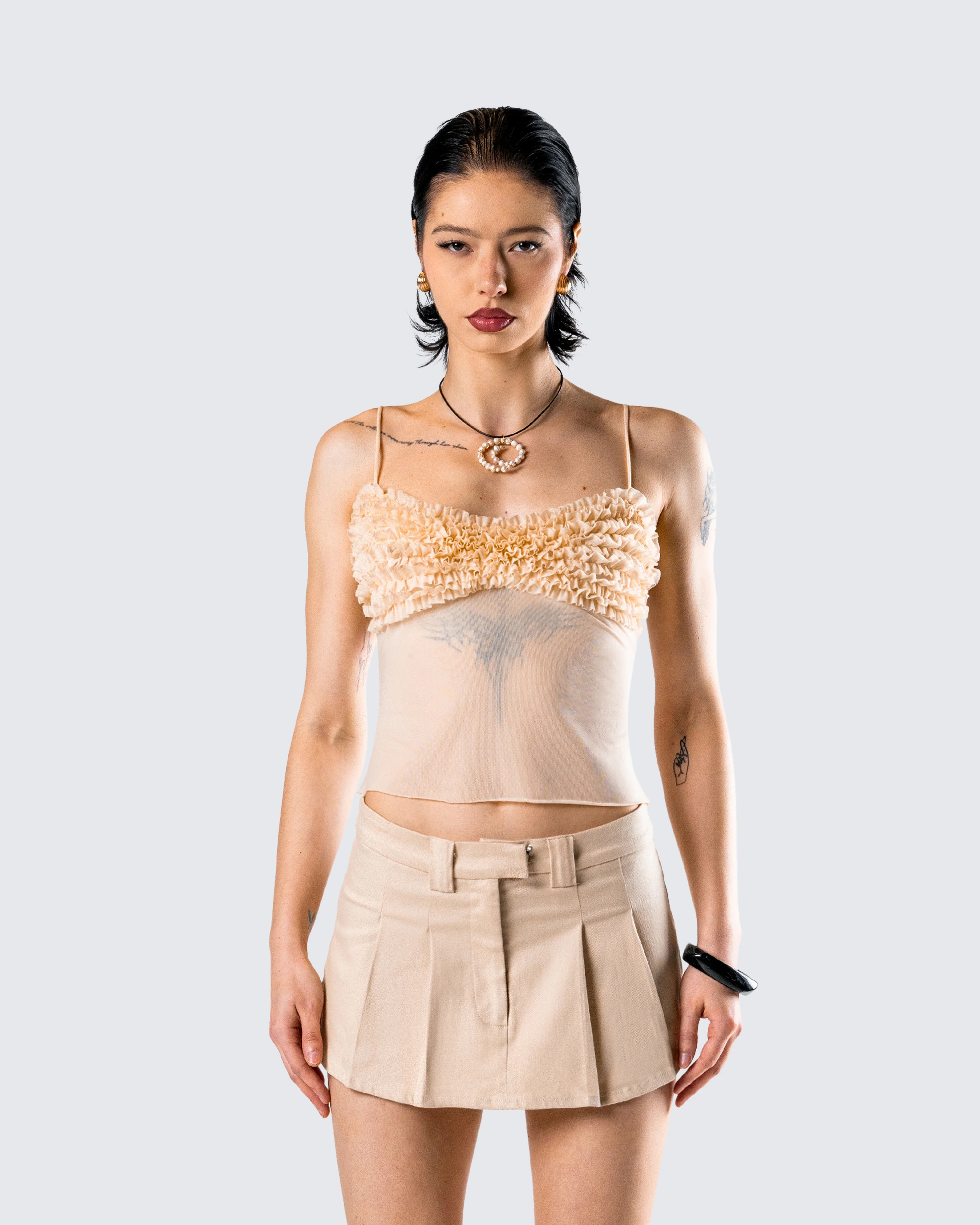 Ryla Ivory Ruffle Cami Top - Image 4