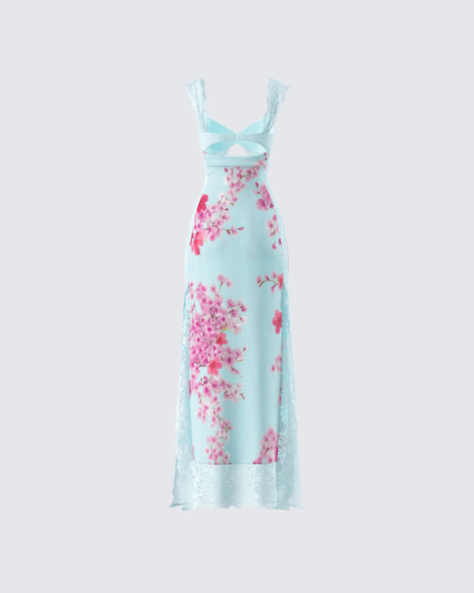 Ryliana Green Floral Mesh Maxi Dress - Image 3