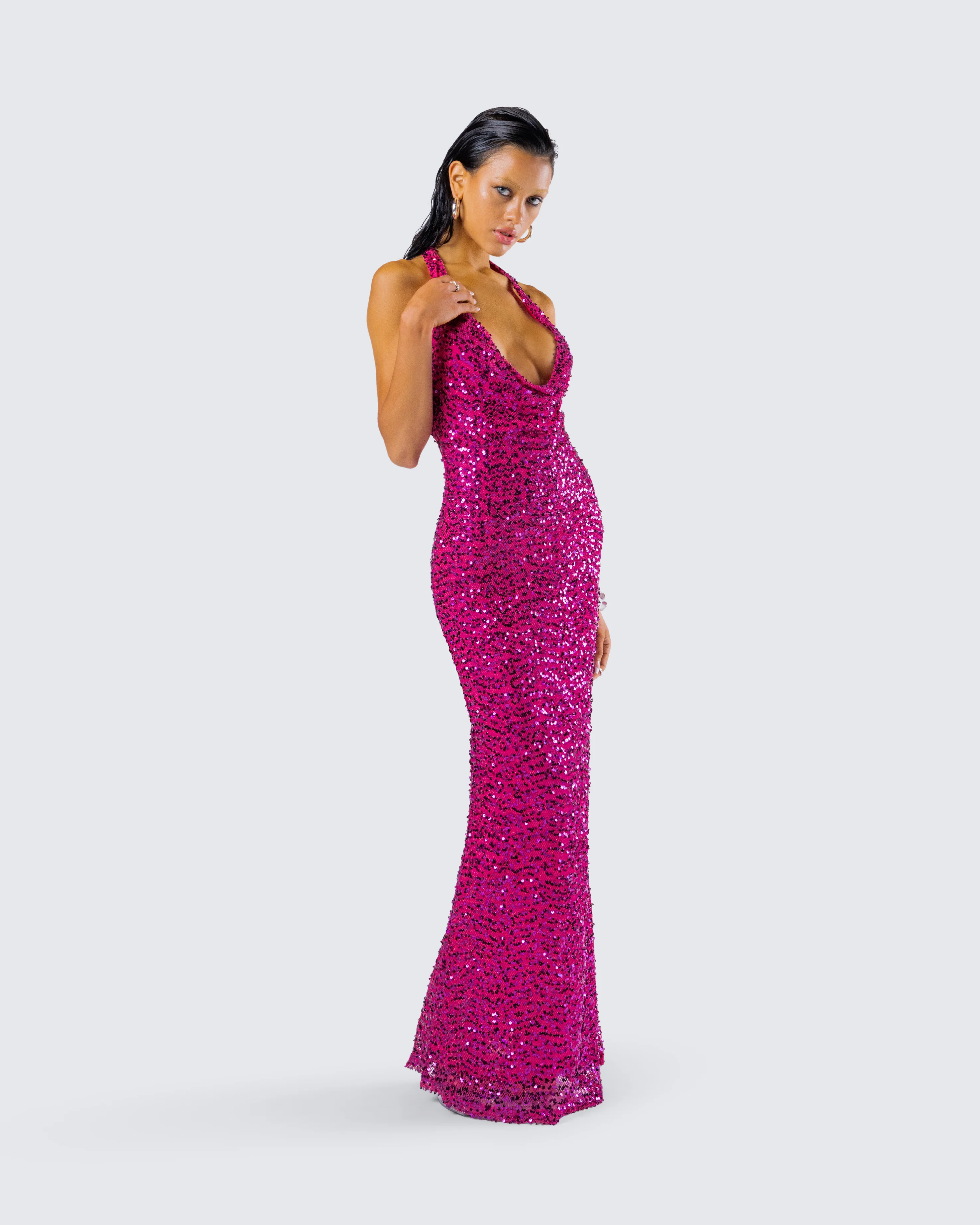 Sabine Purple Sequin Maxi Dress - Image 8