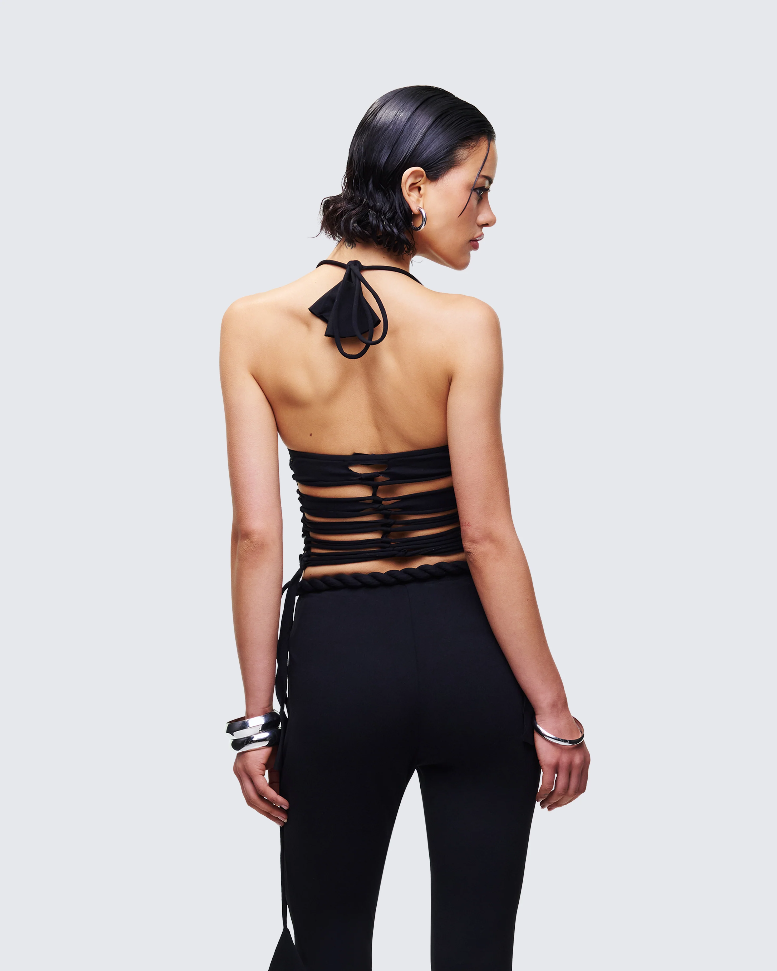 Sailor Black Jersey Knot Detail Top - Image 4