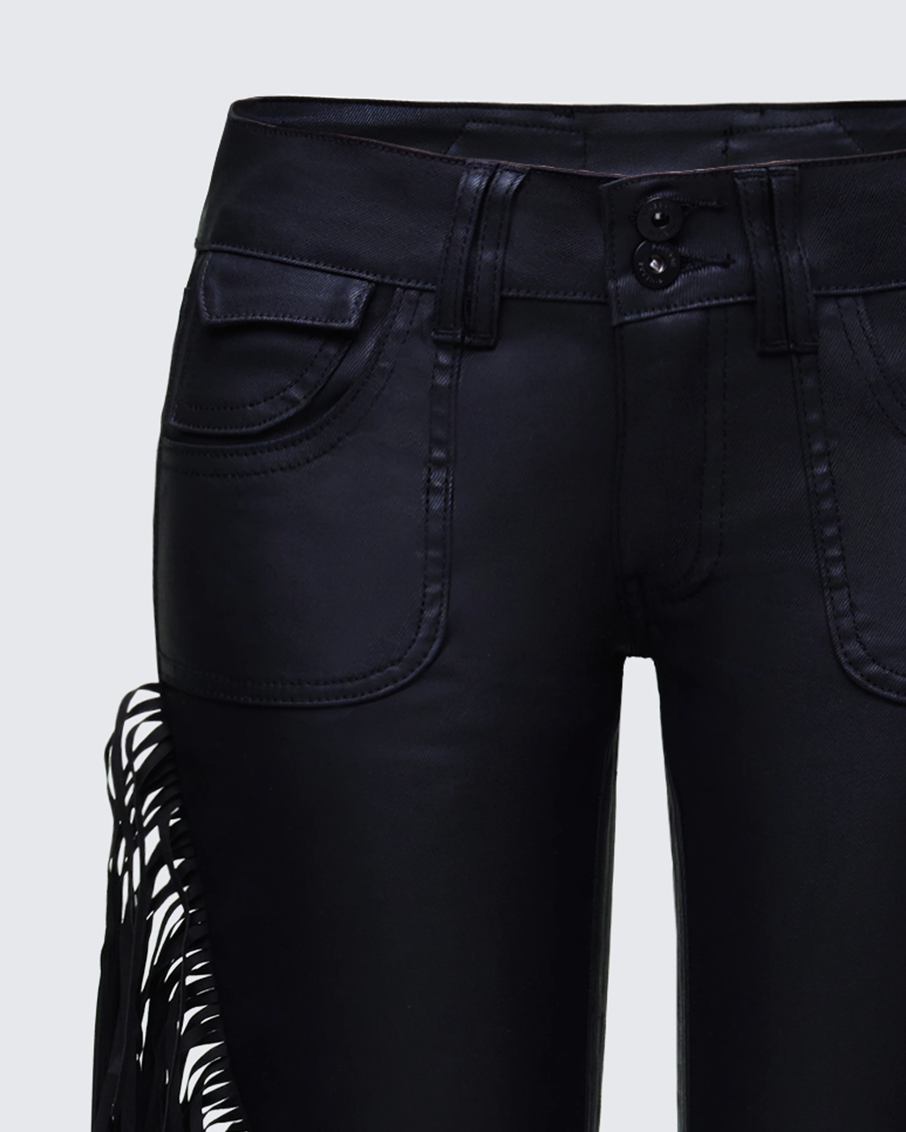 Delilah Black Denim Fringe Jeans - Image 6
