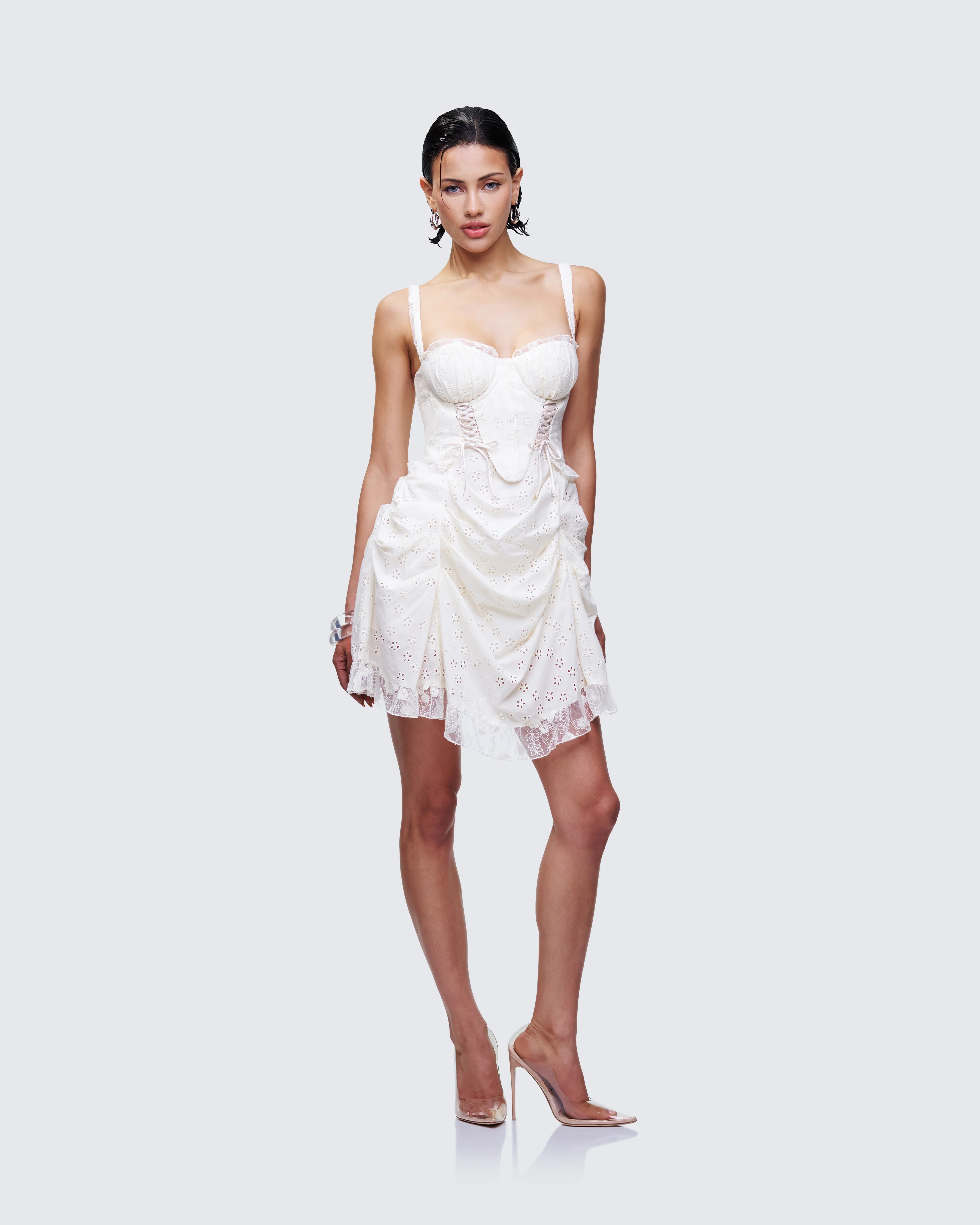 Sallie Ivory Eyelet Corset Mini Dress - Image 4