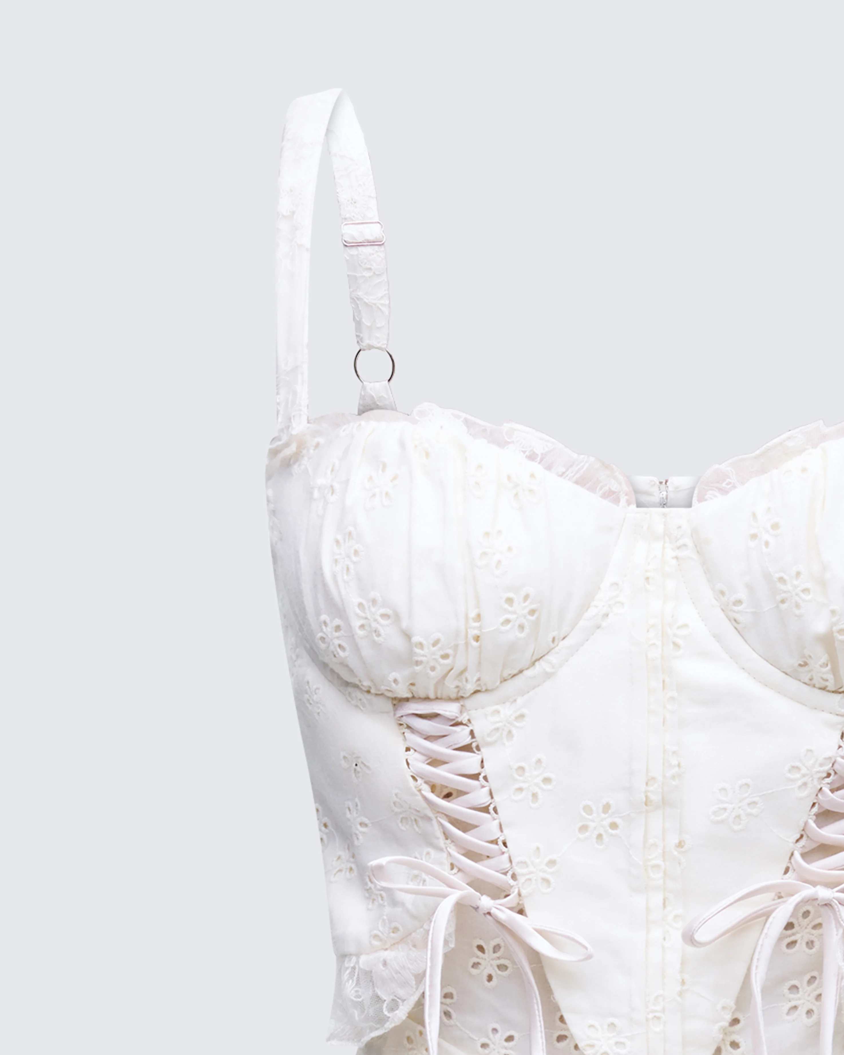 Sallie Ivory Eyelet Corset Mini Dress - Image 6