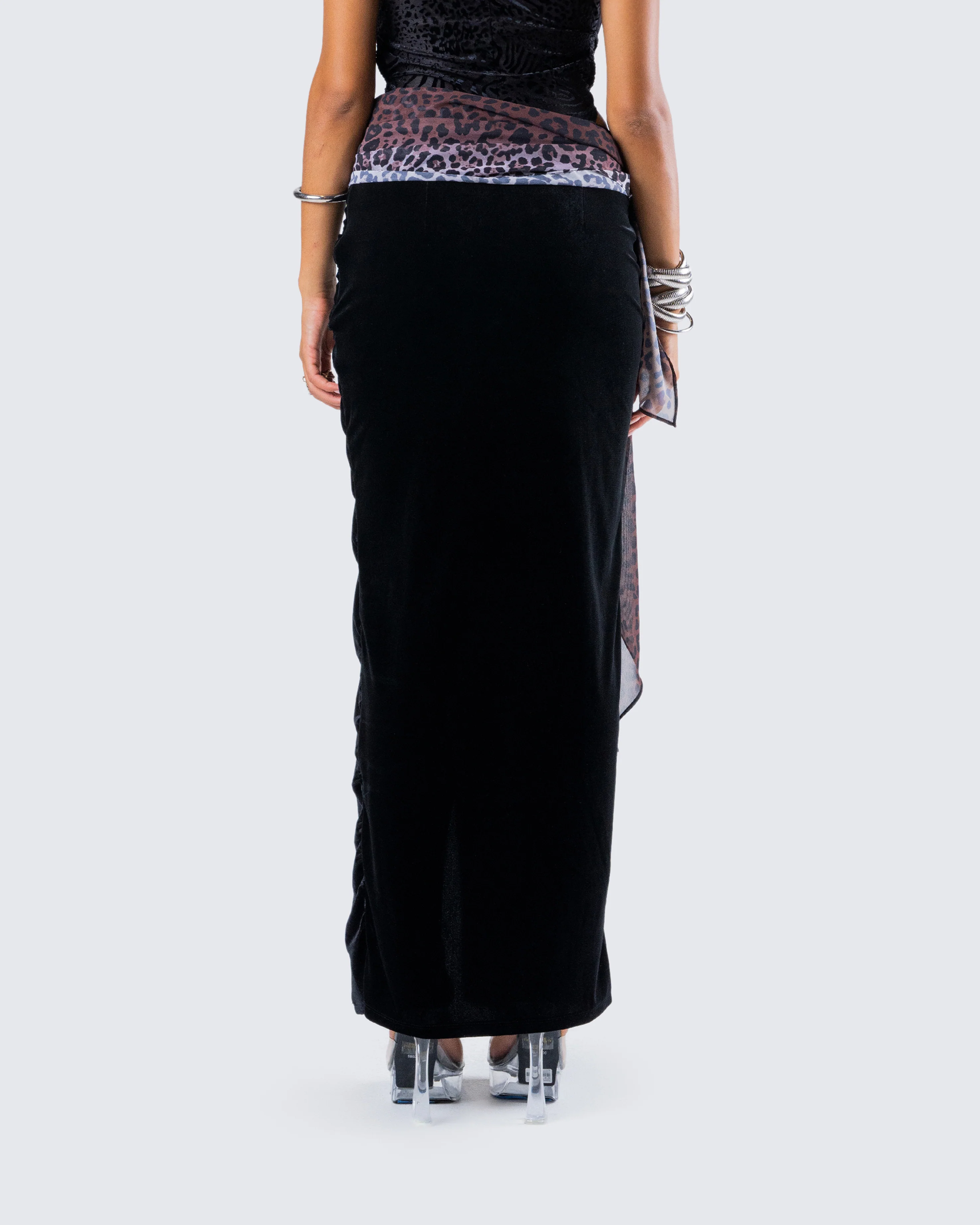Samantha Black Velvet Maxi Skirt - Image 7
