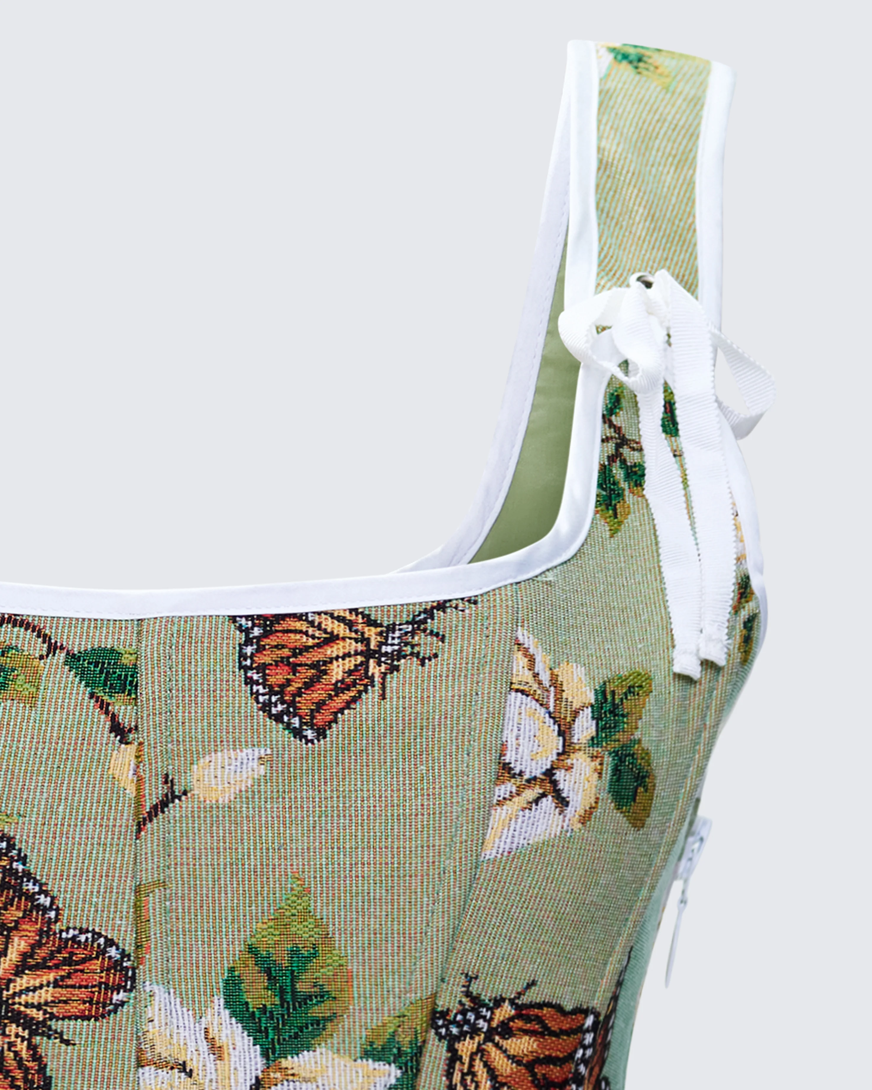 Samara Green Floral Jacquard Corset Top - Image 6