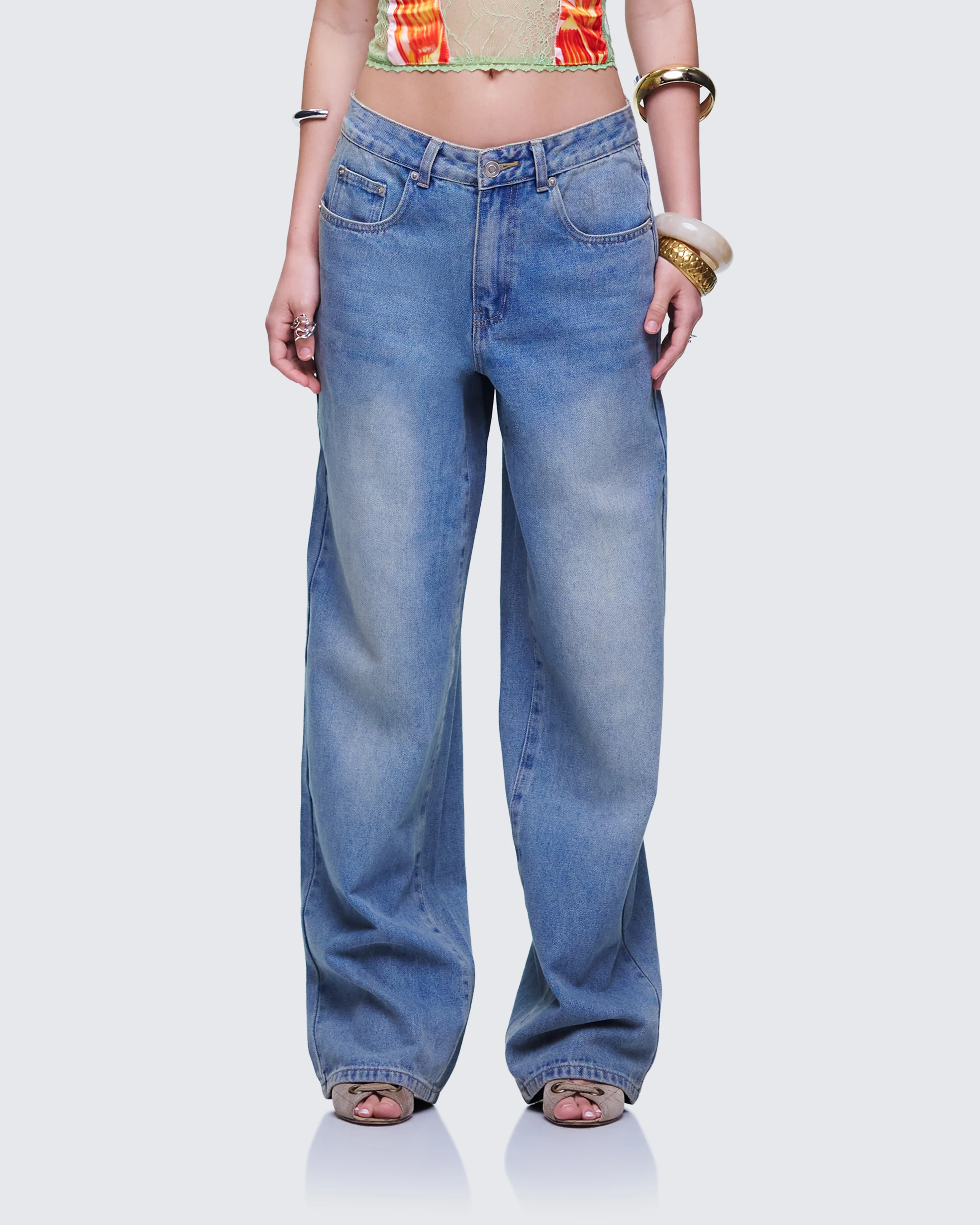 Samia Blue Denim Wide Leg Jeans - Image 2