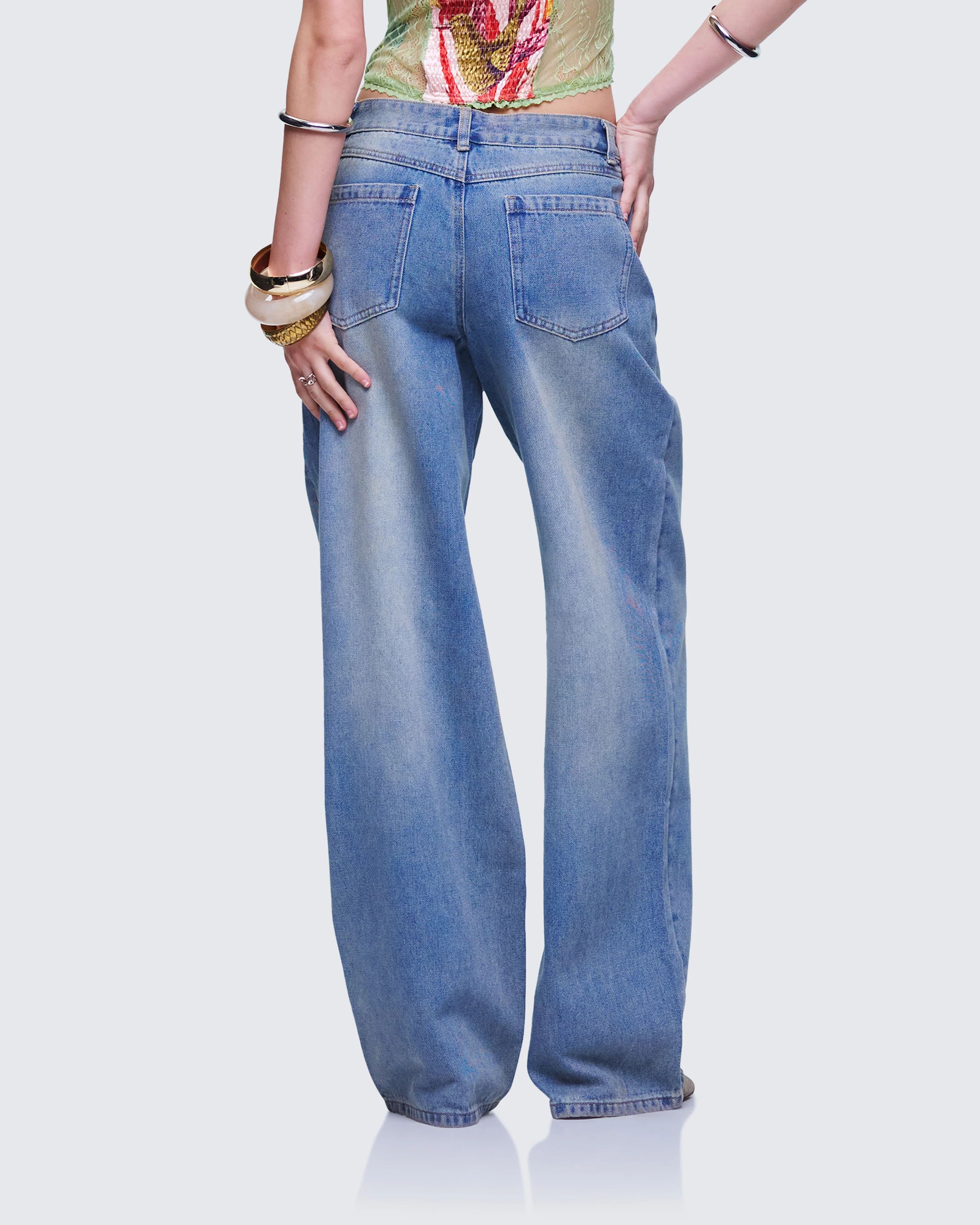 Samia Blue Denim Wide Leg Jeans - Image 4
