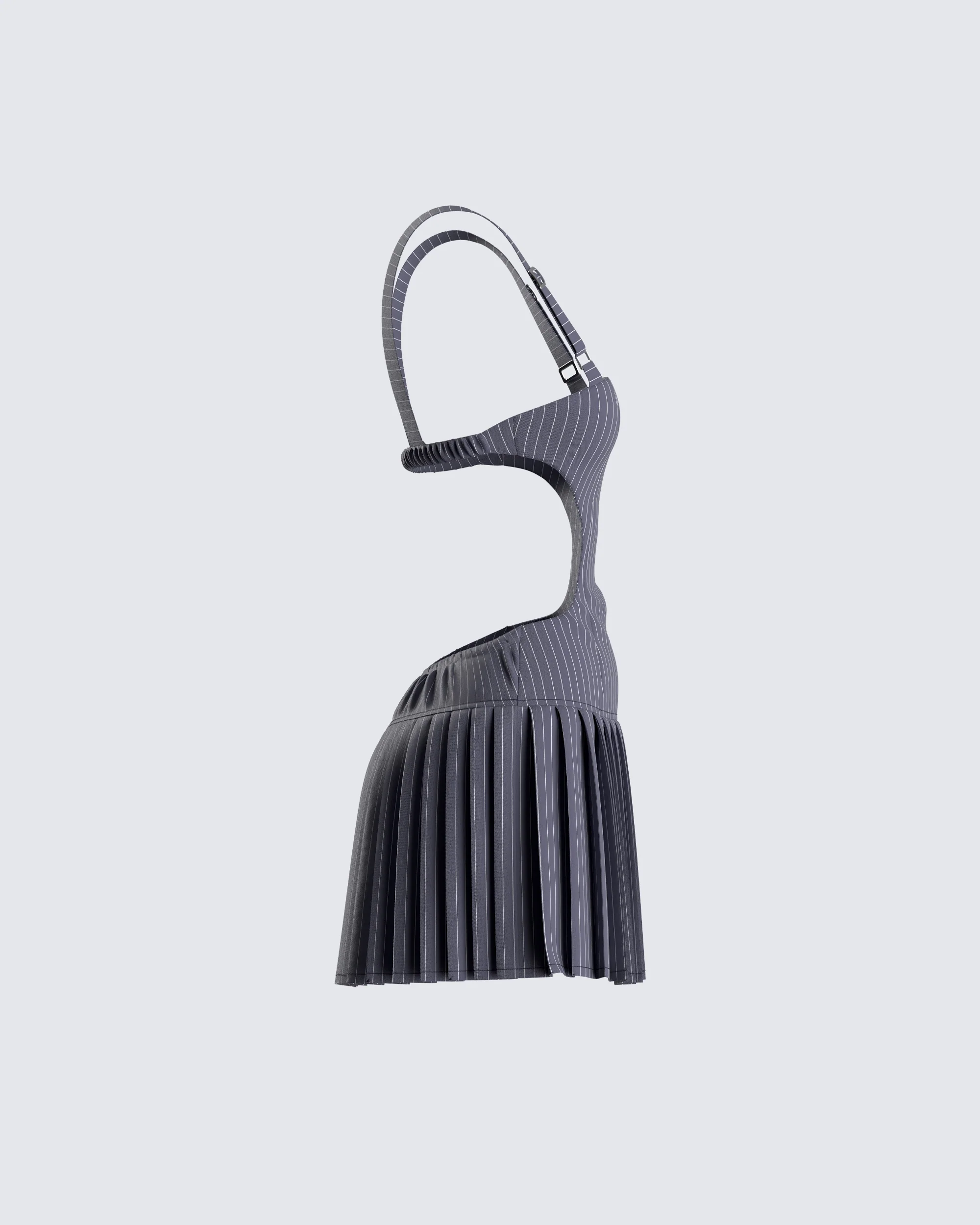 Samus Grey Pinstripe Mini Dress - Image 2