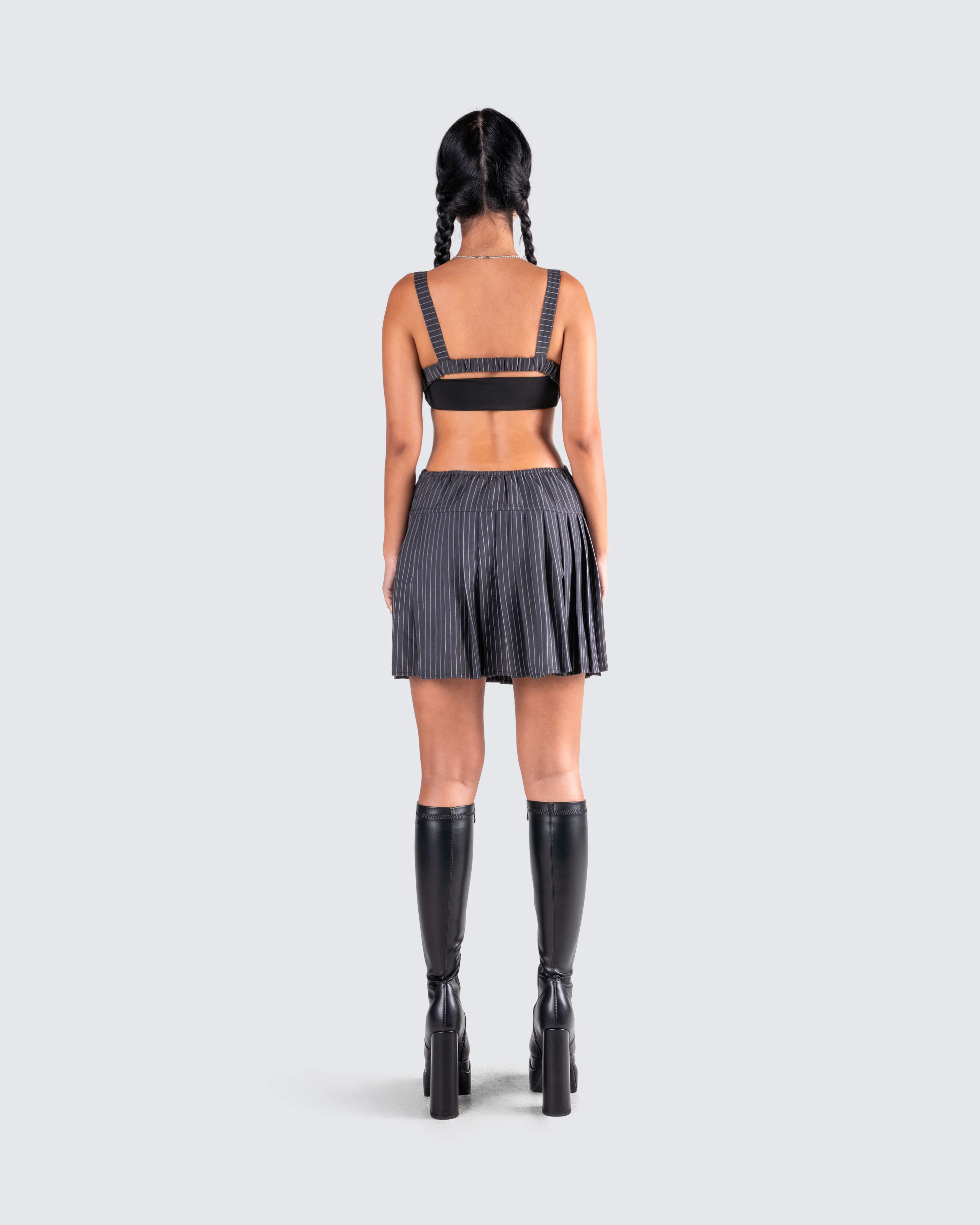 Samus Grey Pinstripe Mini Dress - Image 7
