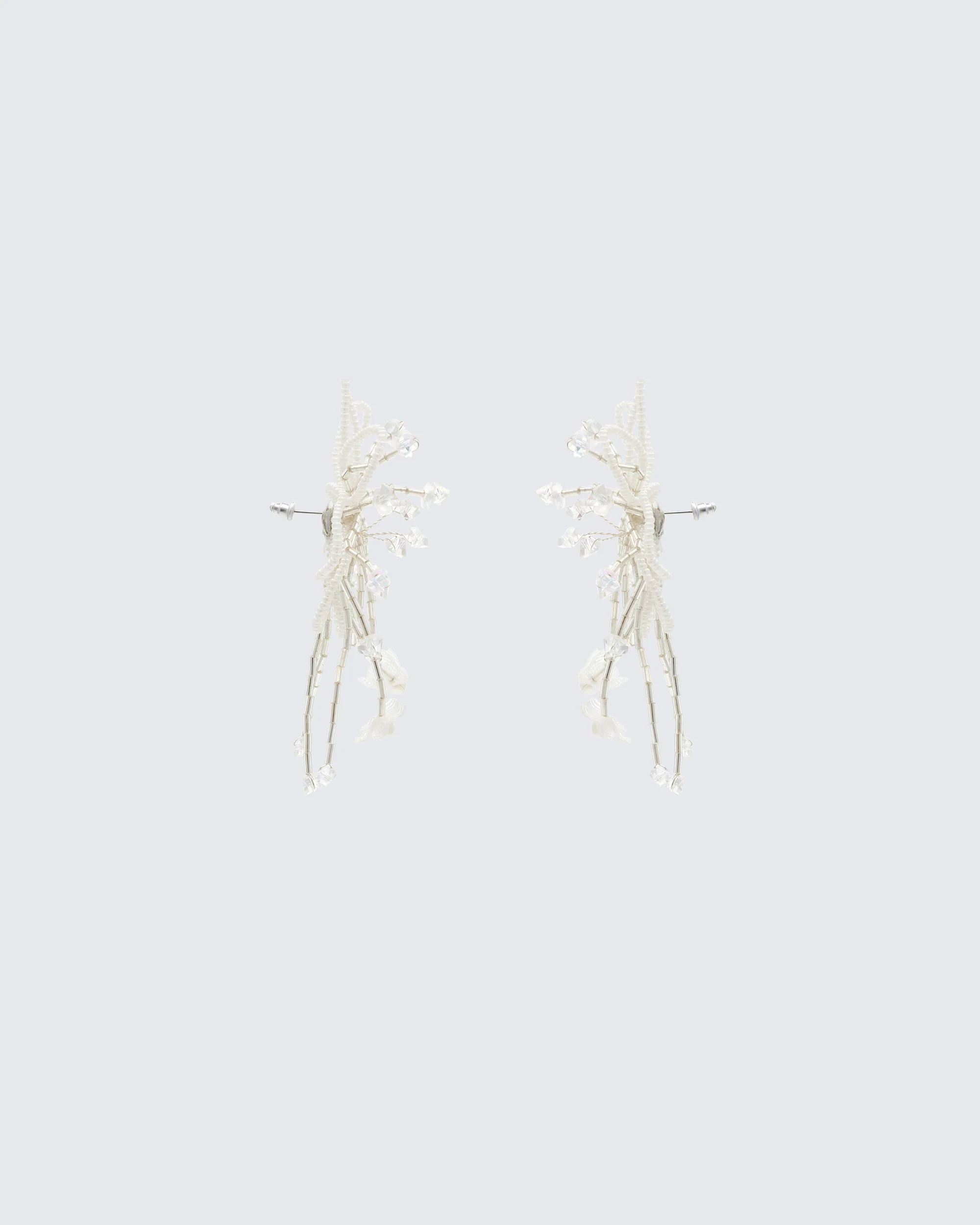 Sandra White Beaded Flower Earrings - Image 2