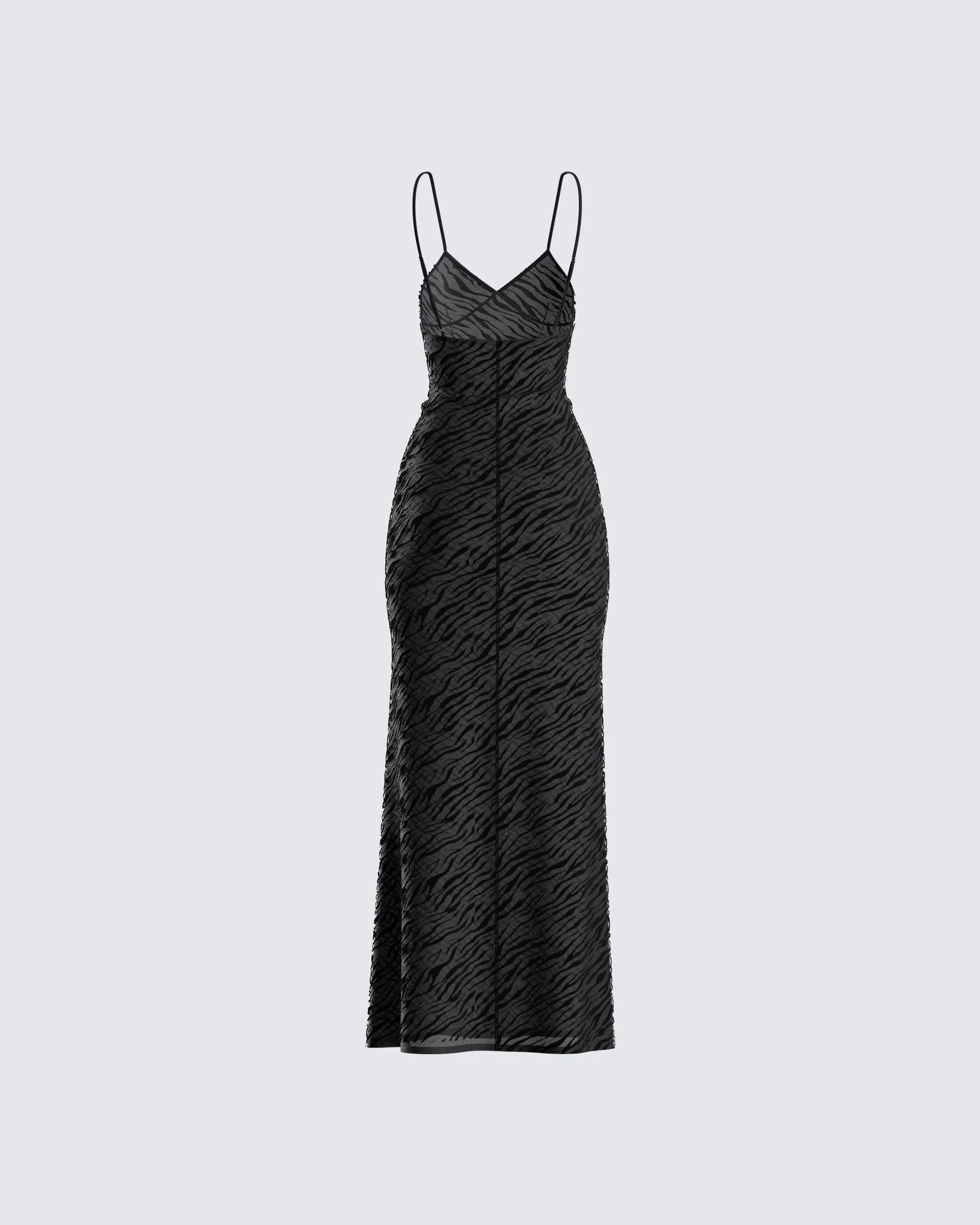 Santana Black Mesh Maxi Dress - Image 3
