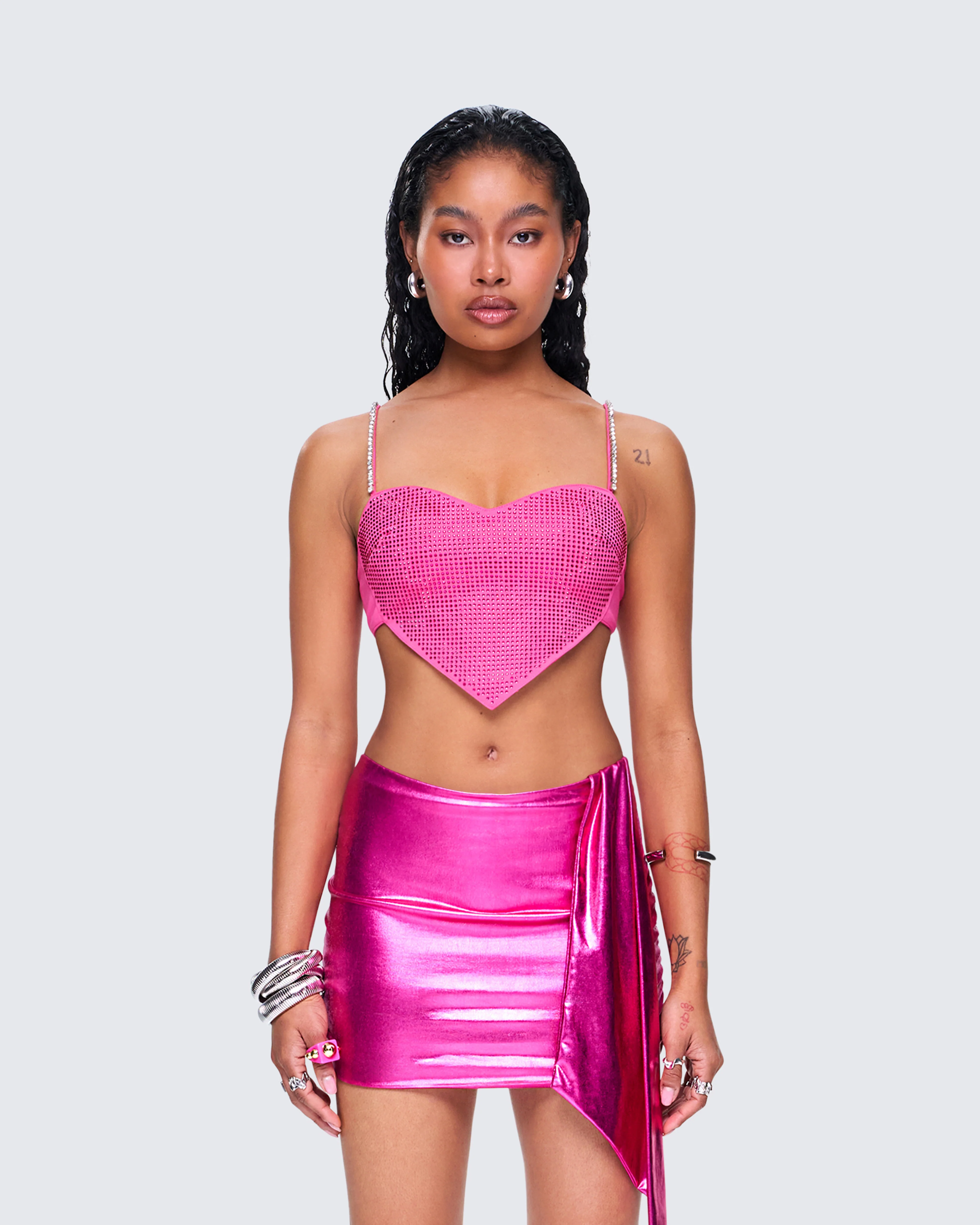 Sanya Pink Heart Crop Top - Image 4