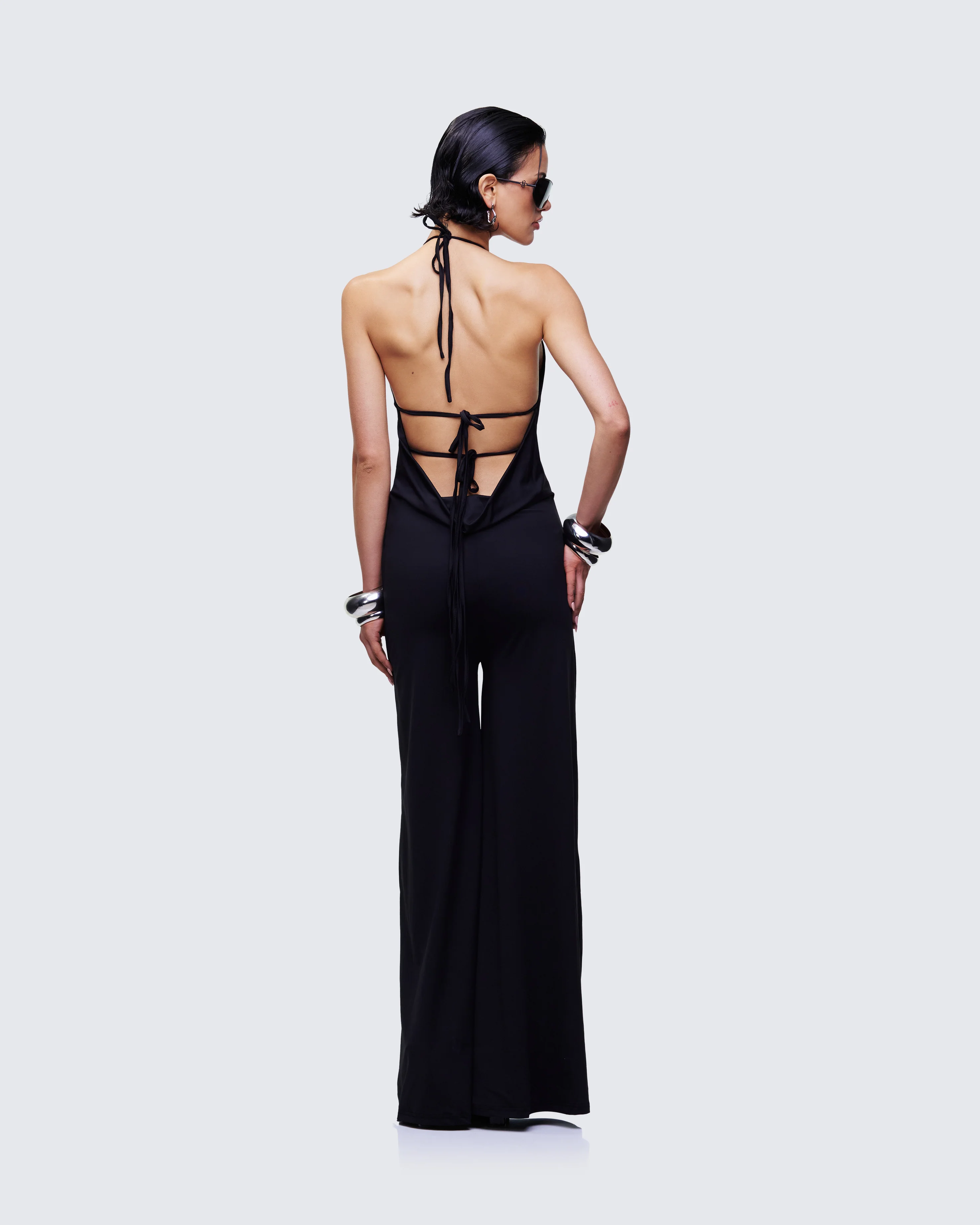 Saoirse Black Plunge Neck Jumpsuit - Image 5